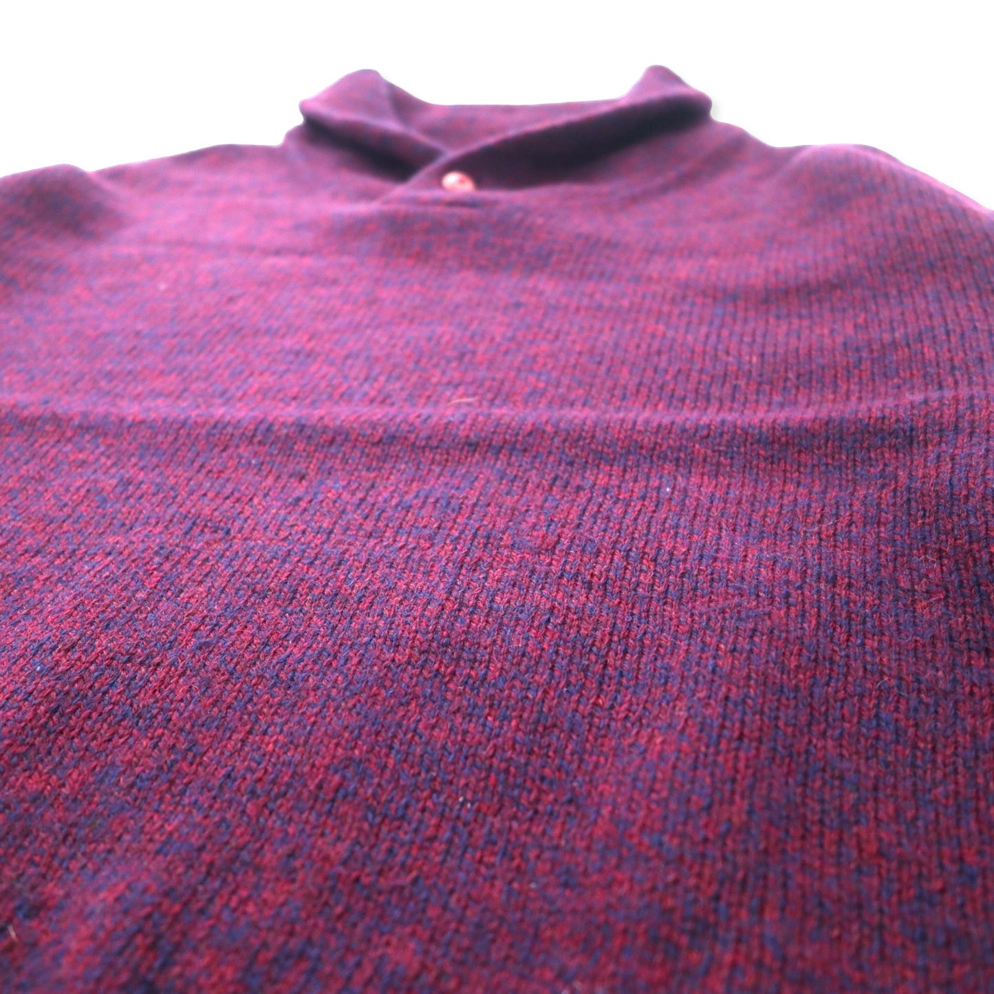 Eddie Bauer Made in USA 90's Shawl Collar Knit Sweater XL Purple Wool Black Tag Big Size