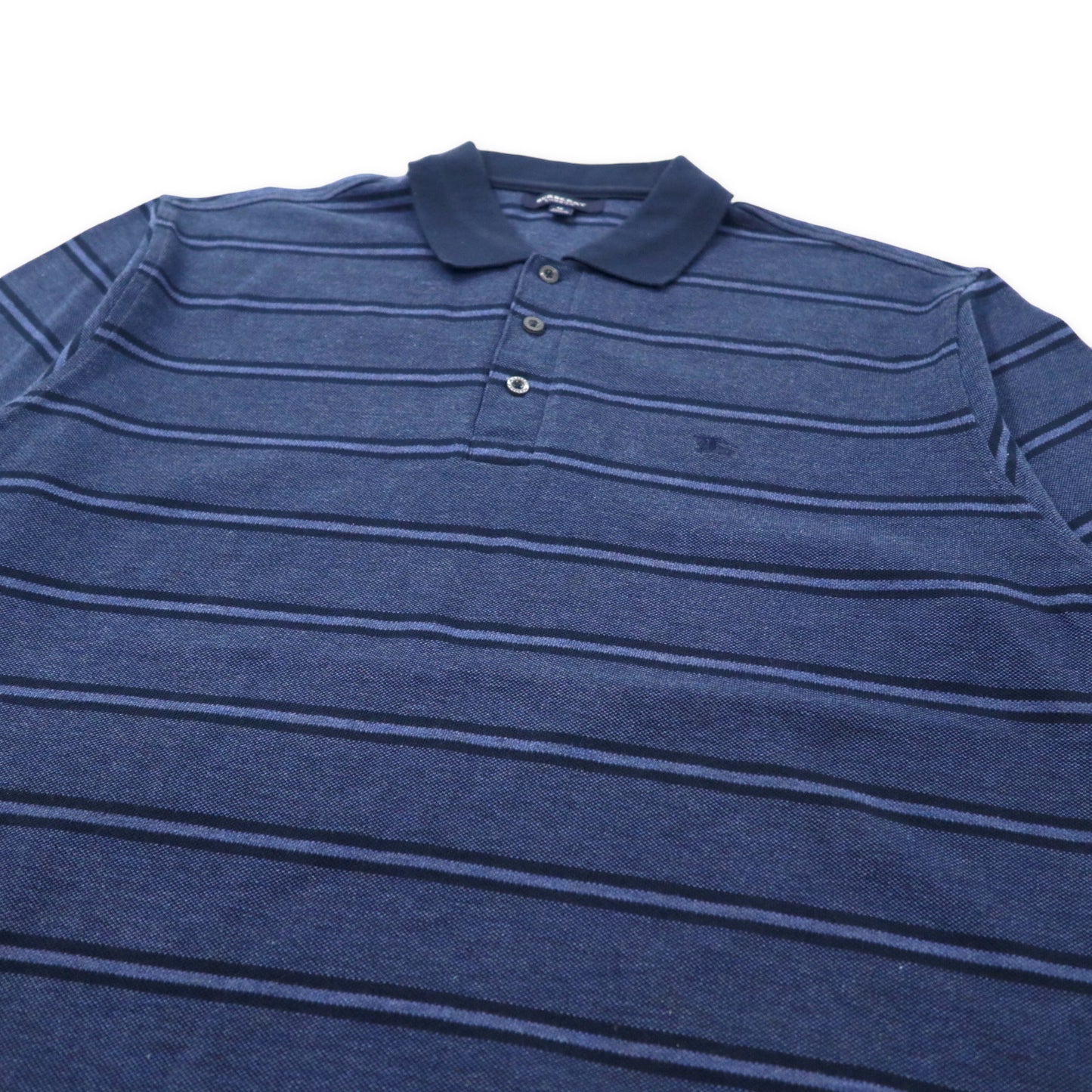 BURBERRY Border Polo Shirt M Navy Cotton One Point Logo Embroidery