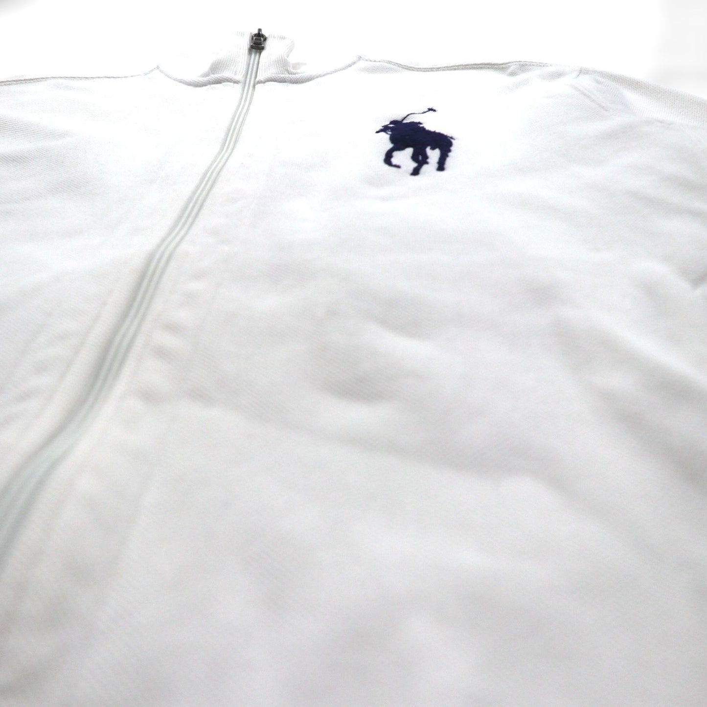 Polo Ralph Lauren 90年代 ビッグポニー 刺繍 リバースウィーブ トラックジャケット ジャージ M ホワイト 鹿の子