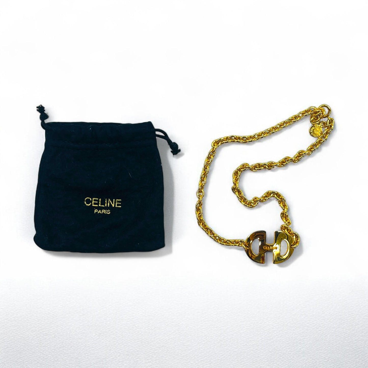 CELINE ヴィンテージ ホースビット チョーカー ネックレス ペンダント ゴールド イタリア製