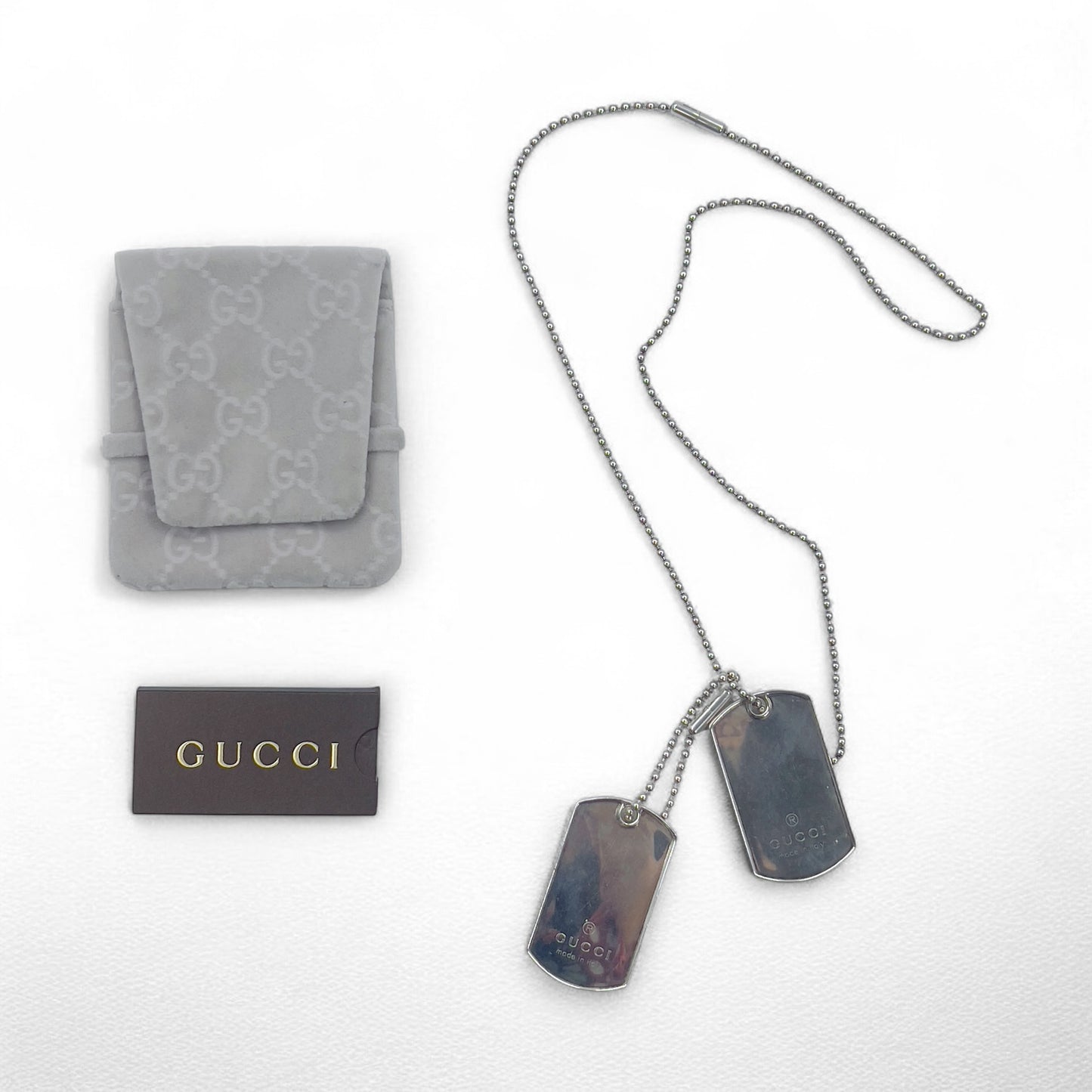 GUCCI ドッグタグ 2WAY ボールチェーン ネックレス ペンダント キーホルダー シルバー 925 イタリア製