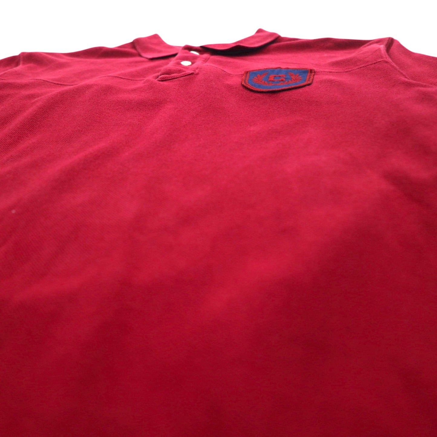 CHAPS Long Sleeve Polo Shirt Rugby Shirt M Red Cotton Pique Emblem Logo