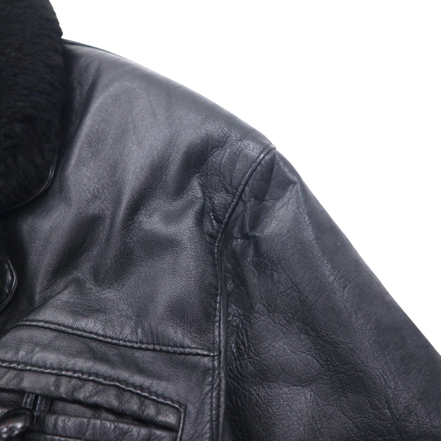 90s Vallemosso Shawl Collar Double-breasted Shearling Jacket L Black Sheepskin Lambskin Quilted Liner Detachable Collar