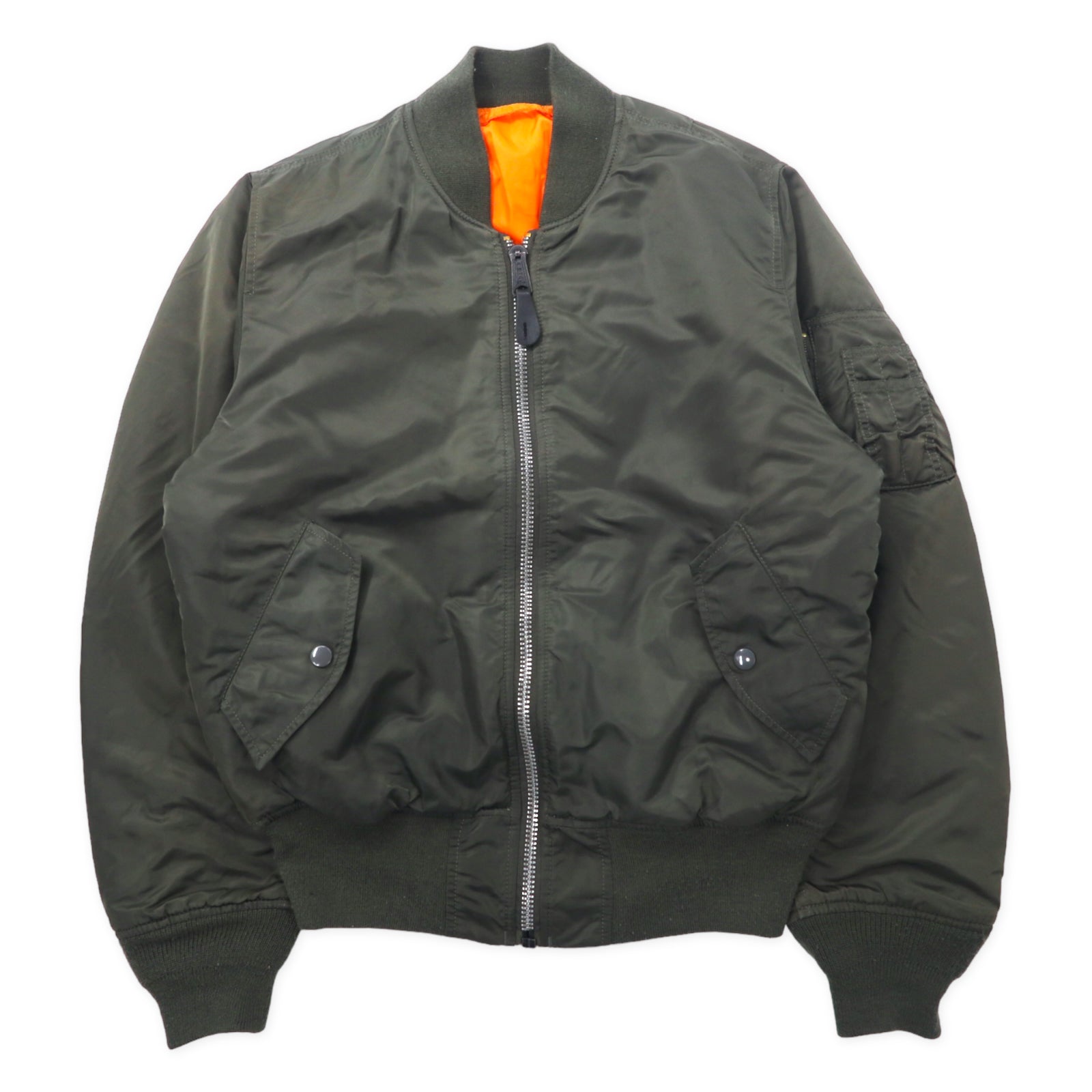 ALPHA Industries, Inc. Reversible MA-1 Flight Jacket S KHAKI Nylon 