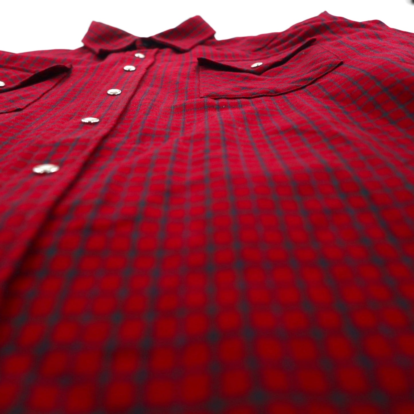 PENDLETON USA-Made HIGH GRADE WESTERN WEAR Flannel Western Shirt, Size XL, Red Check Wool, Snap Buttons, Double Pockets