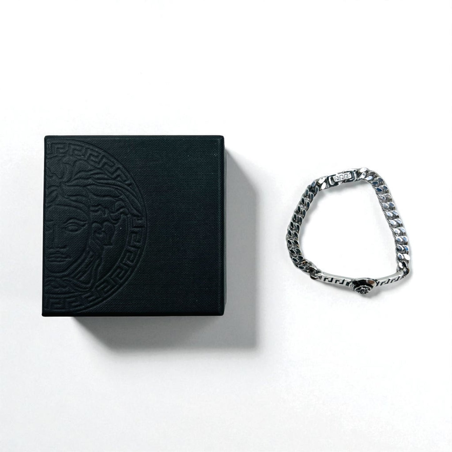 VERSACE Vintage Medusa Kihei Chain Bracelet Silver Made in Italy