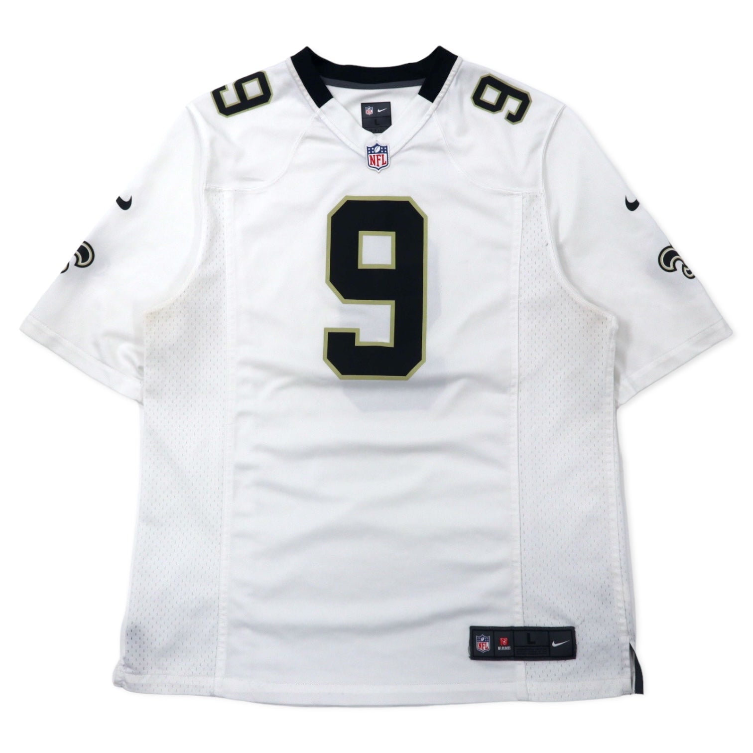 NIKE Game Shirt L White Polyester Mesh NFL New Orleans Saints