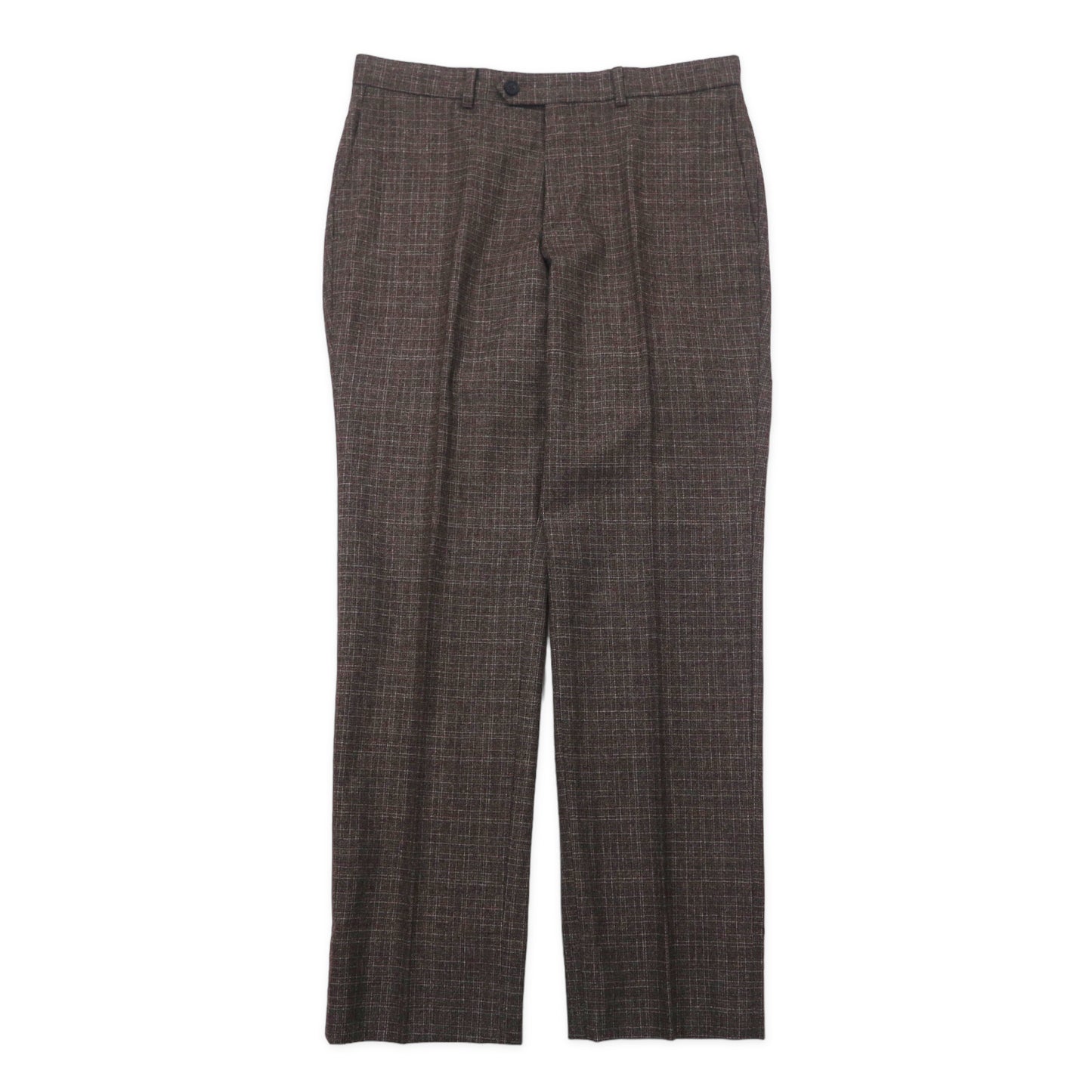 Aquascutum 2B Suit Setup 94AB4 Brown Check Wool Made in Japan