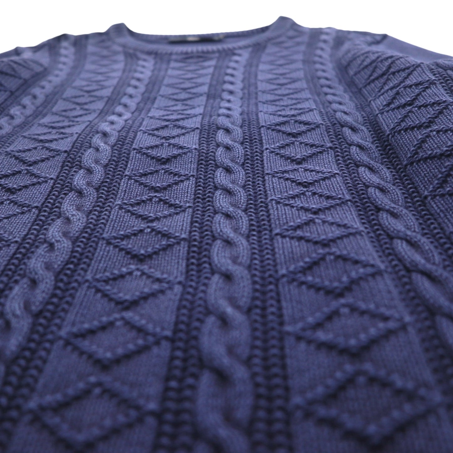 J.CREW フィッシャーマン アラン ニット セーター M ネイビー ローゲージ ケーブル編み