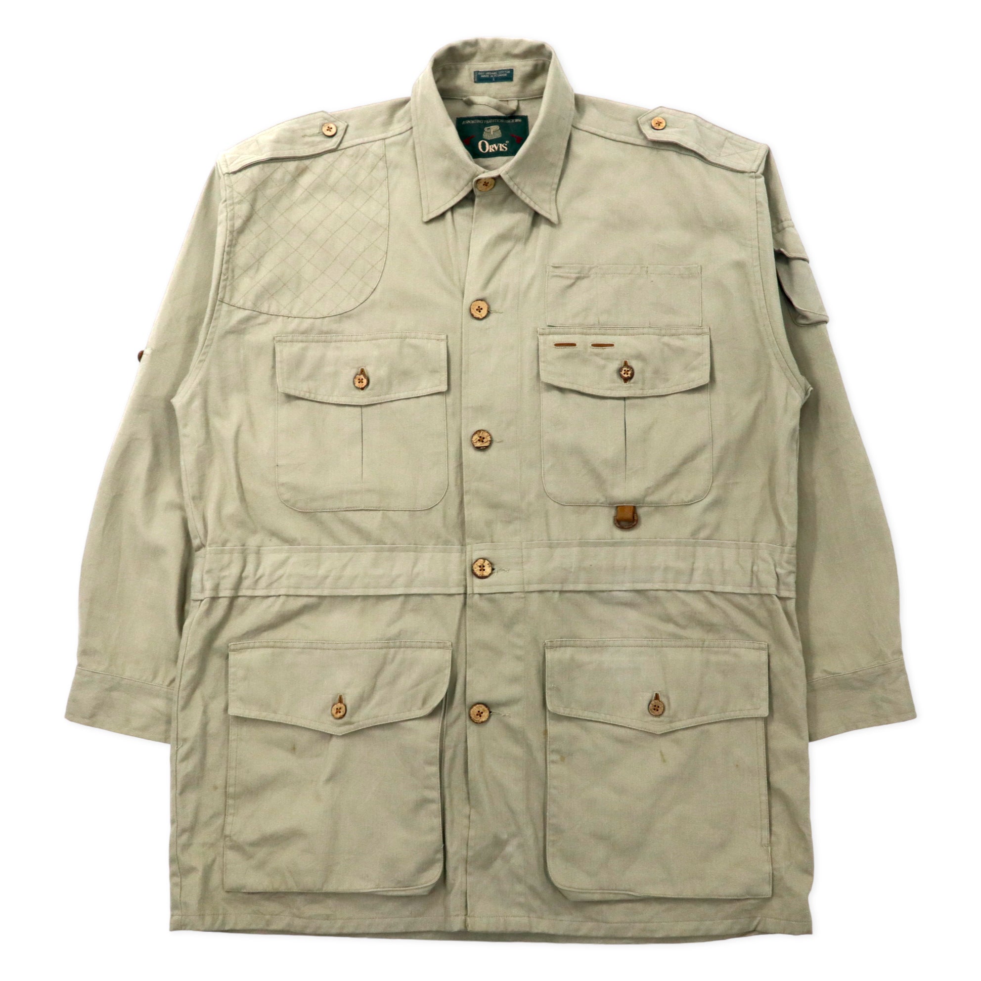 ORVIS 90's Safari Jacket L Beige Cotton Draw Code Ecuador