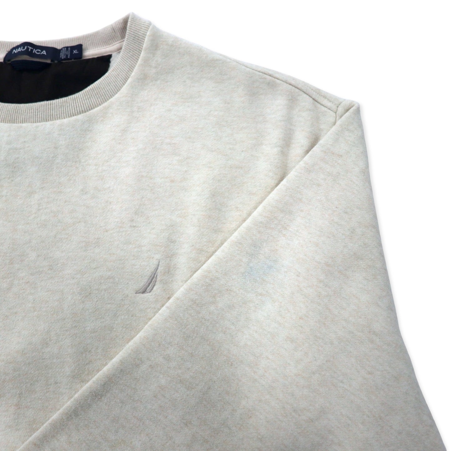NAUTICA クルーネック スウェット XL クリーム コットン 裏起毛 ワンポイントロゴ刺繍 ビッグサイズ