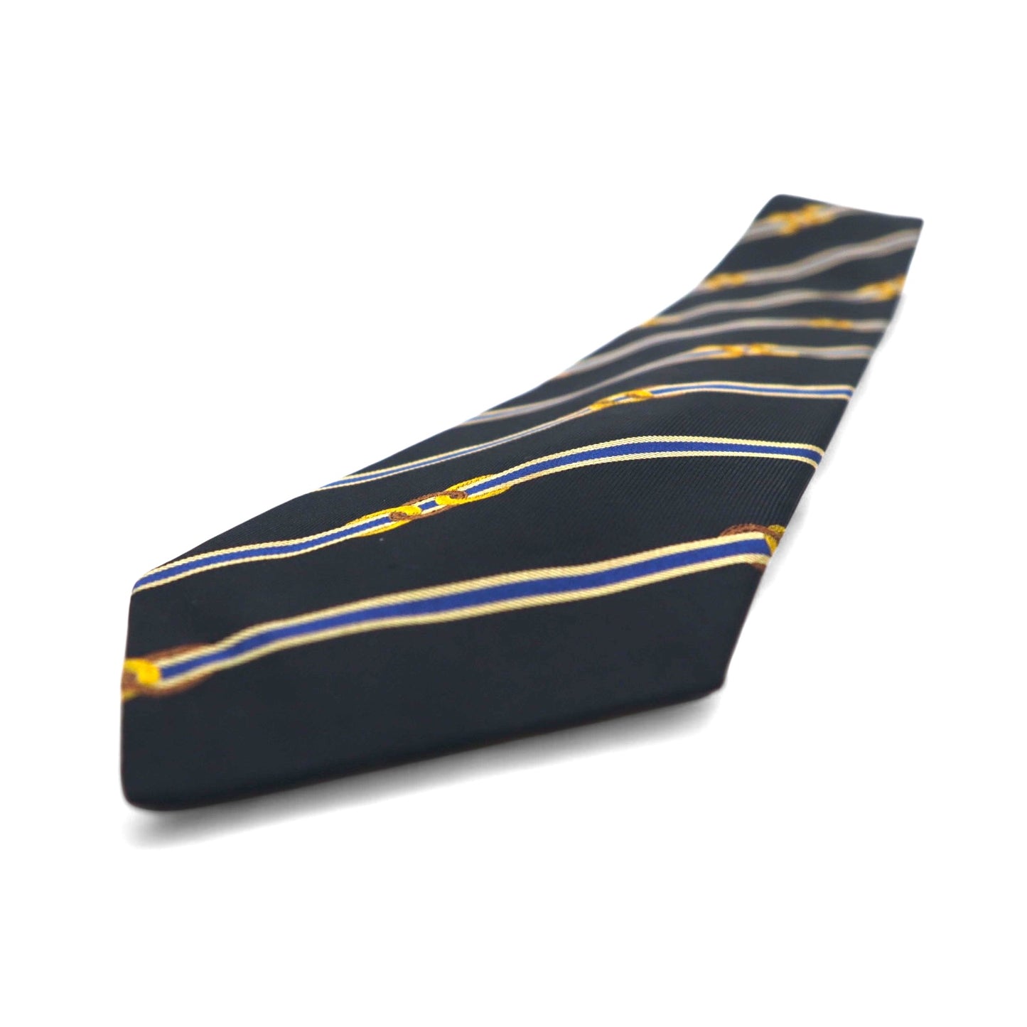 CELINE Spain made tie in black regimental stripes silk