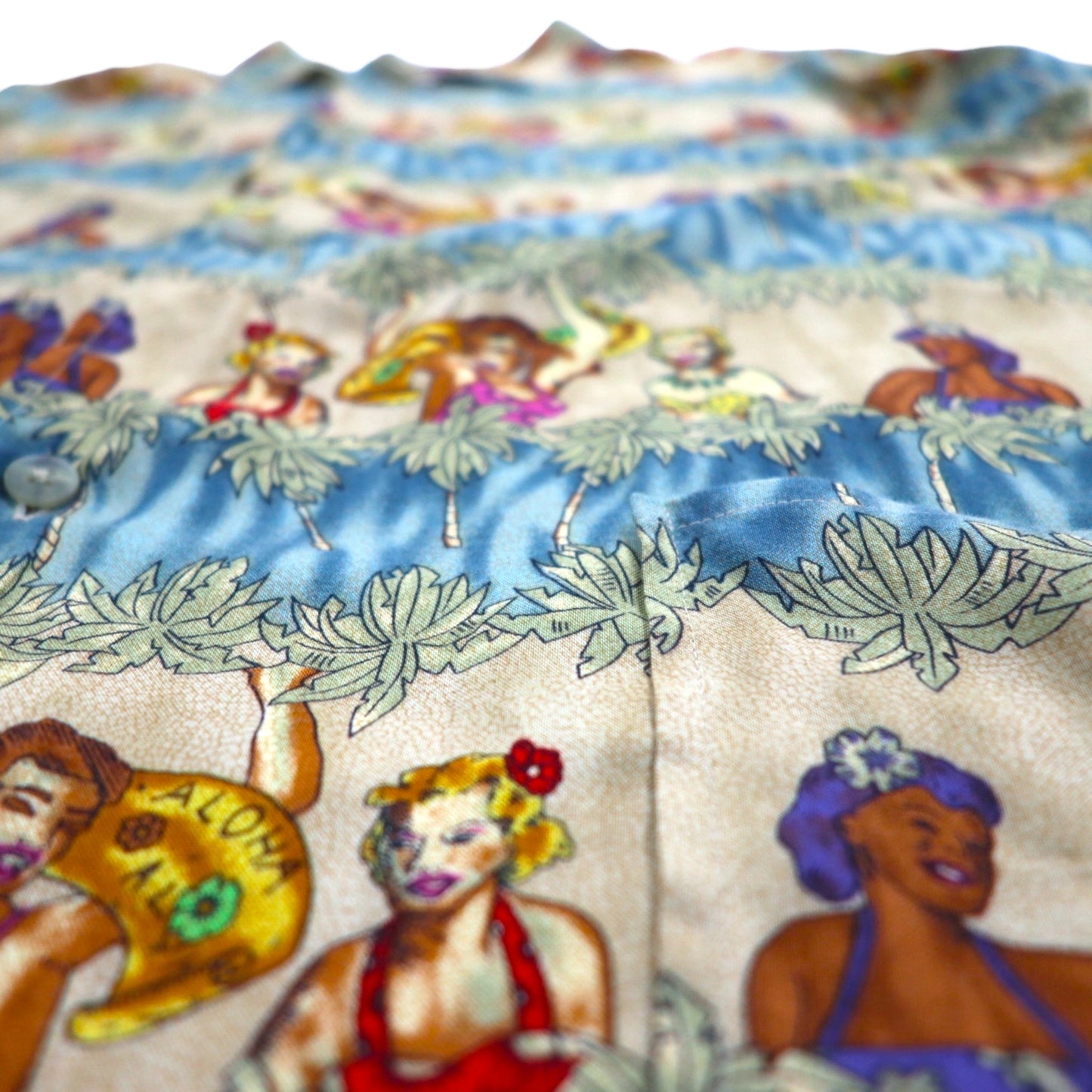 CAMPIA MODA 90年代 アロハシャツ XL カーキ レーヨン 総柄 フラガール