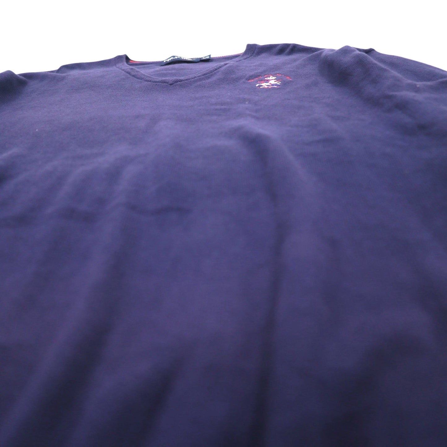 POLO GOLF RALPH LAUREN Vネック コットンニット セーター L ネイビー ポニー ロゴ刺繍 Royal St George's