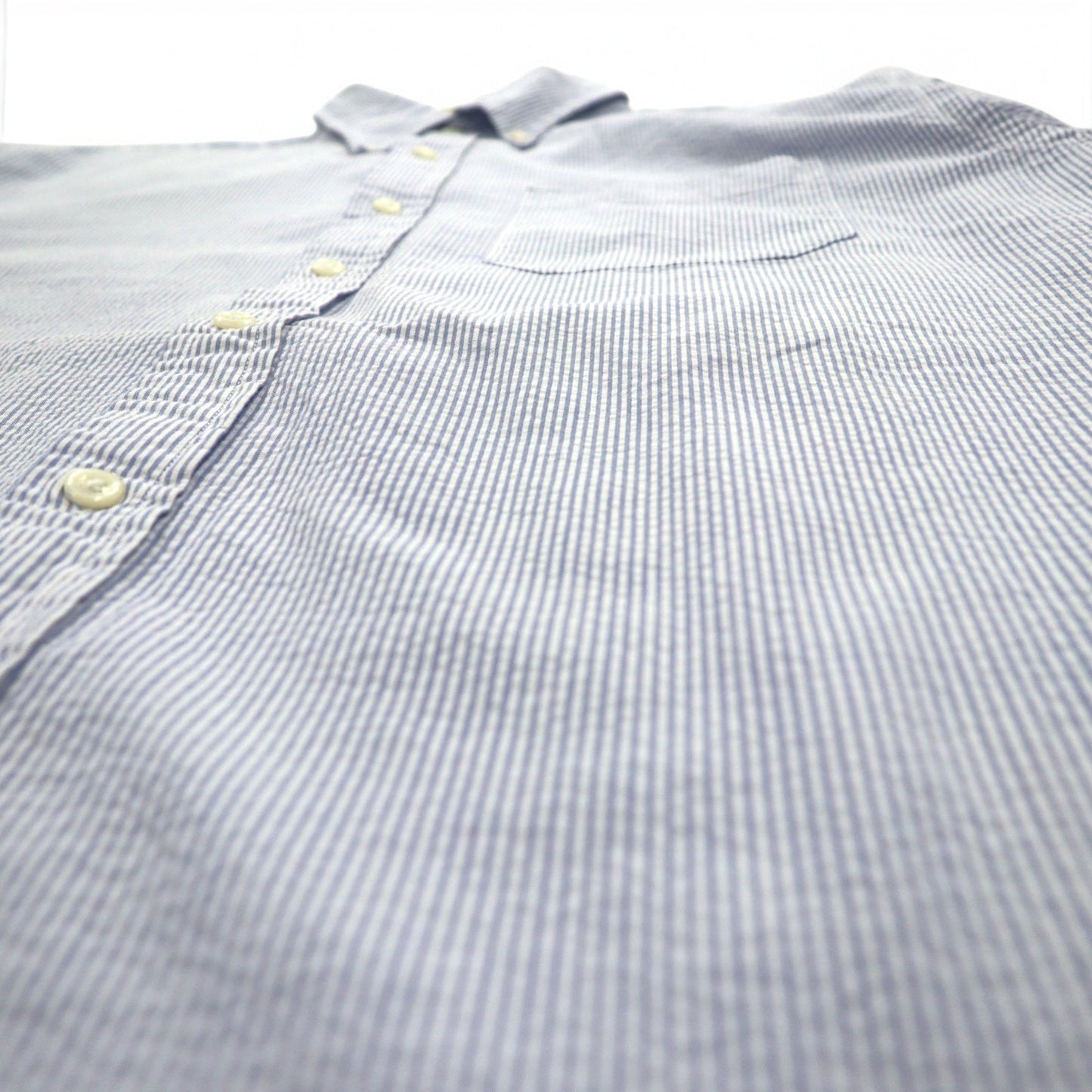 L.L.Bean シアサッカー ボタンダウンシャツ L ブルー ストライプ コットン TRADITIONAL FIT 242318