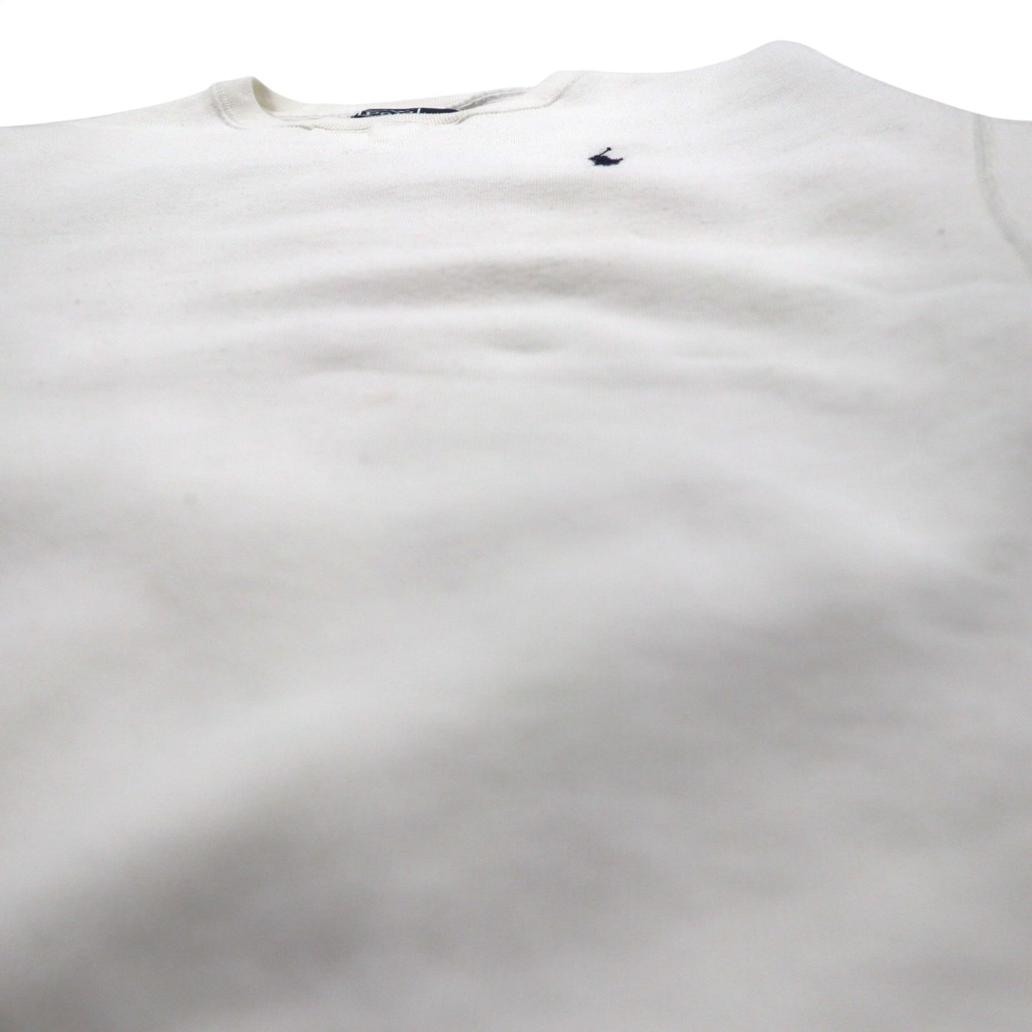 Polo by Ralph Lauren 90s Reverse Weave V-Neck Sweatshirt, Size M, White, Fleece-Lined, Small Pony Embroidery