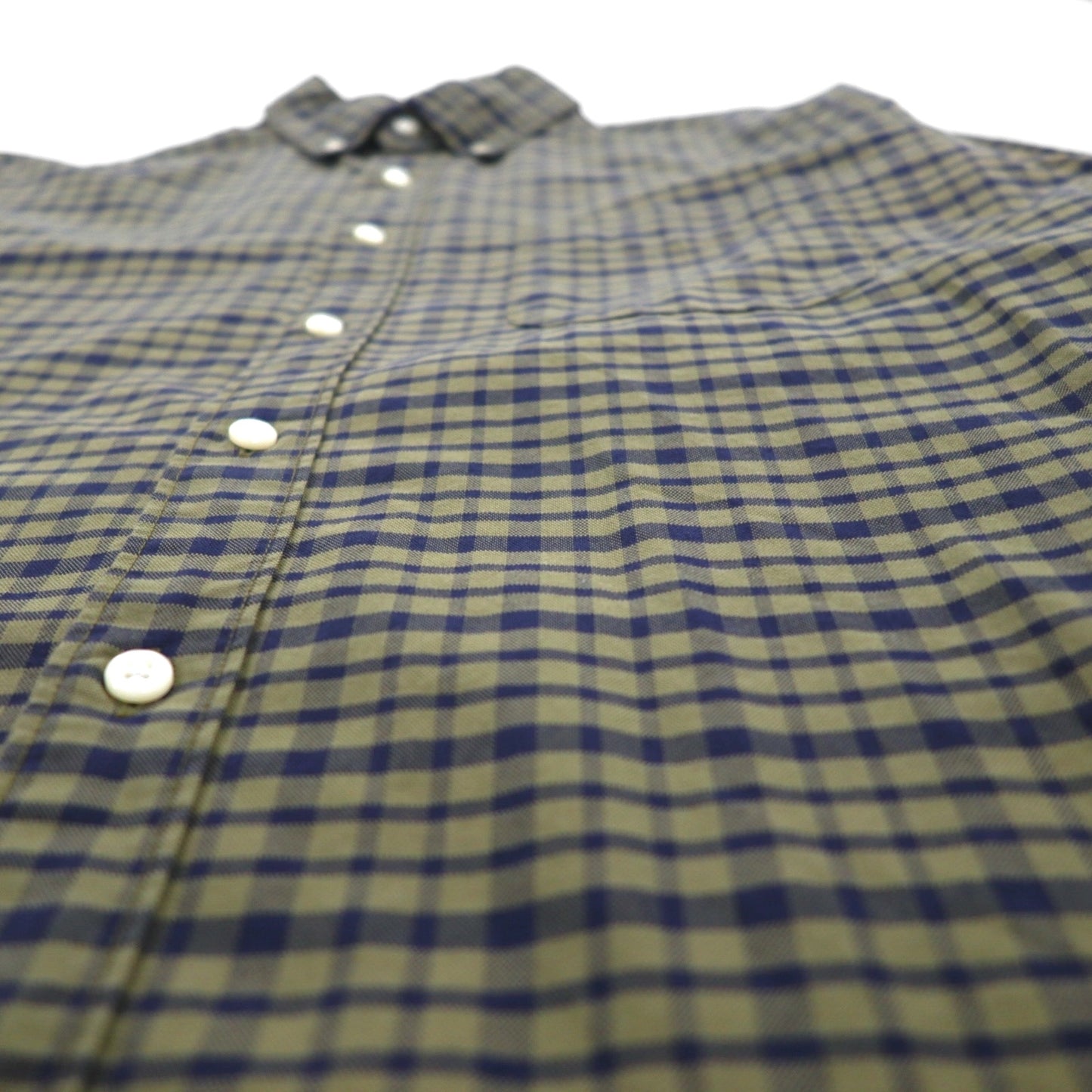 J.CREW アメリカンピマコットン ボタンダウン シャツ M カーキ チェック 胸ポケット SLIM UNTUCKED