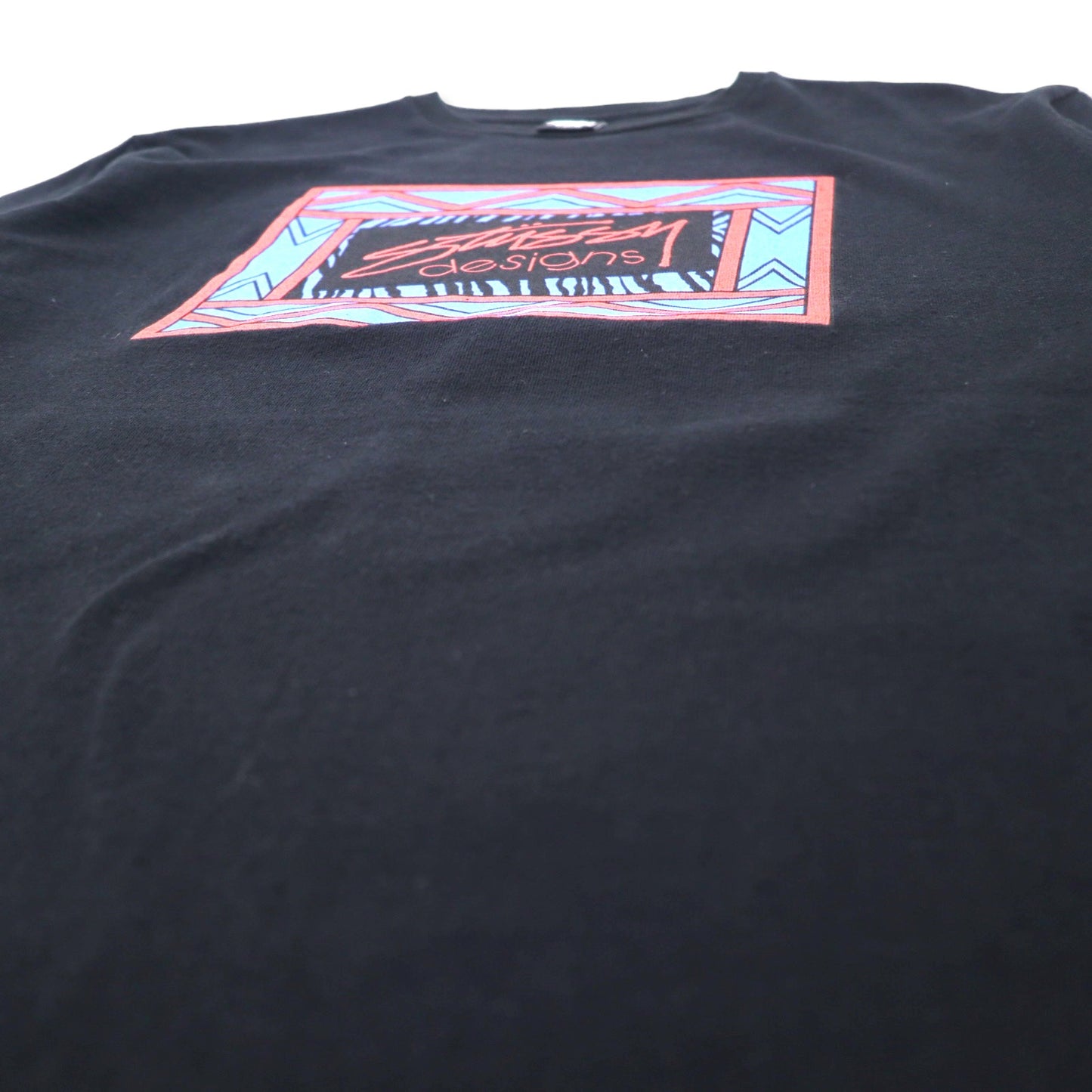 stussy N4 シャネルロゴ プリント Tシャツ L ブラック コットン