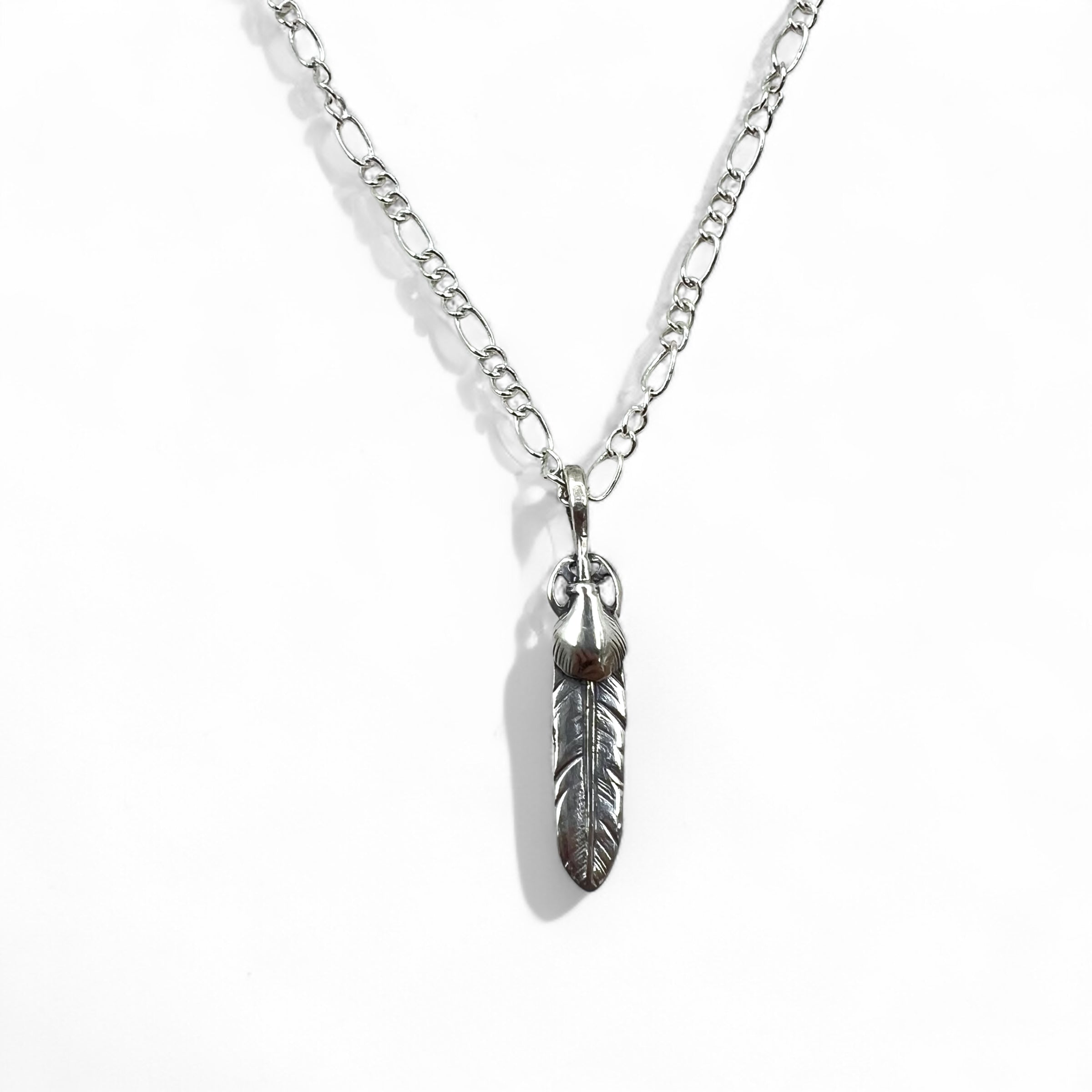 Vintage Silver Feather Necklace ハートホイール フェザー ネックレス 