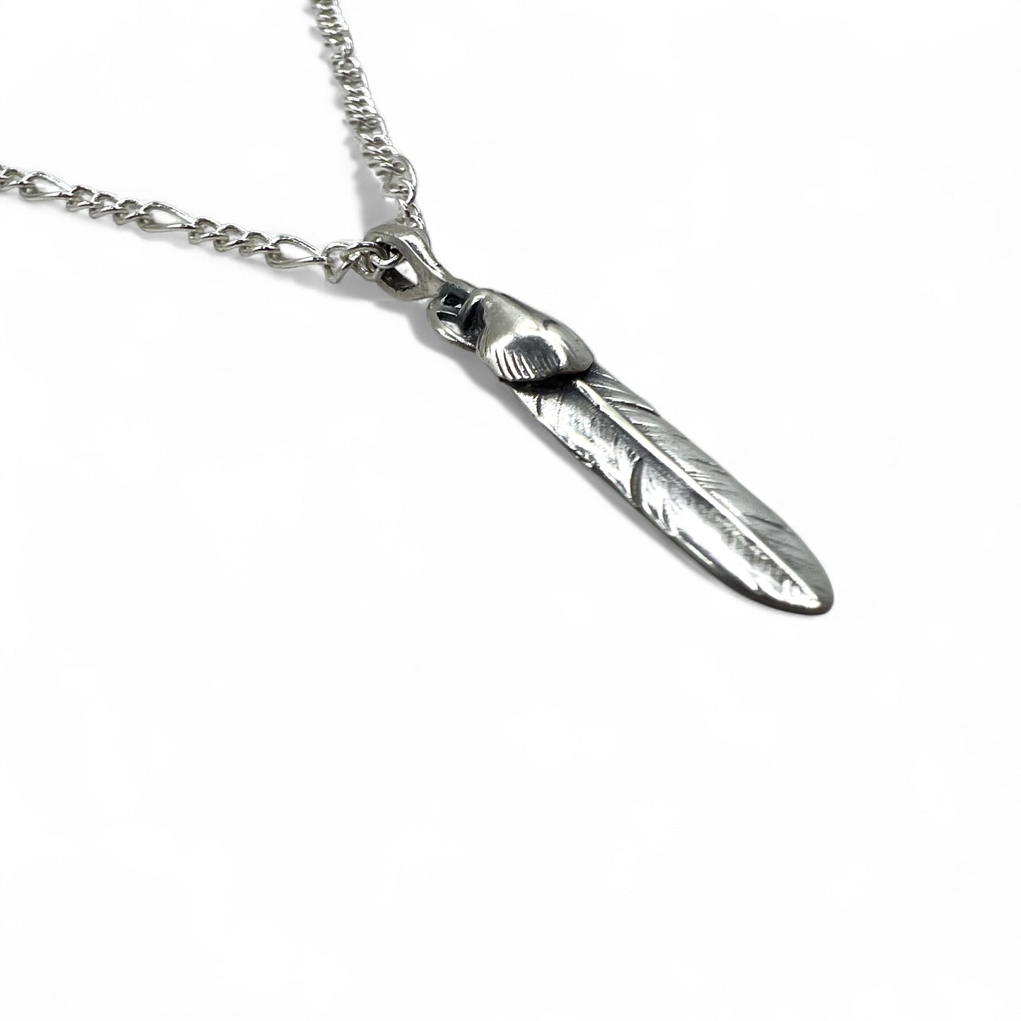 Vintage Silver Feather Necklace Heart Wheel Feather Necklace Silver 925