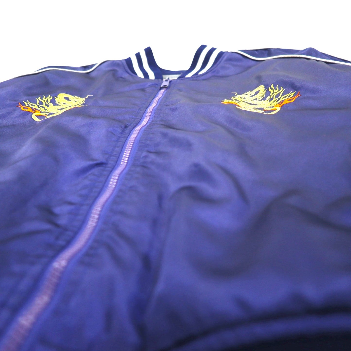 Japan Vintage 90s Souvenir Jacket BUGLE CLUB スカジャン M ネイビー 龍 刺繍