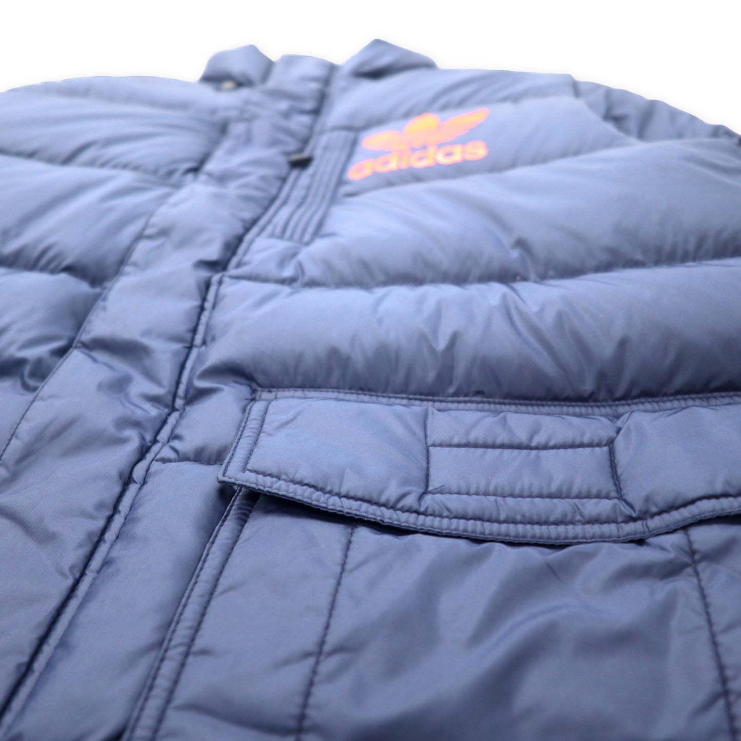 adidas originals ダウンジャケット S ネイビー ポリエステル フード収納式 トレフォイルロゴ