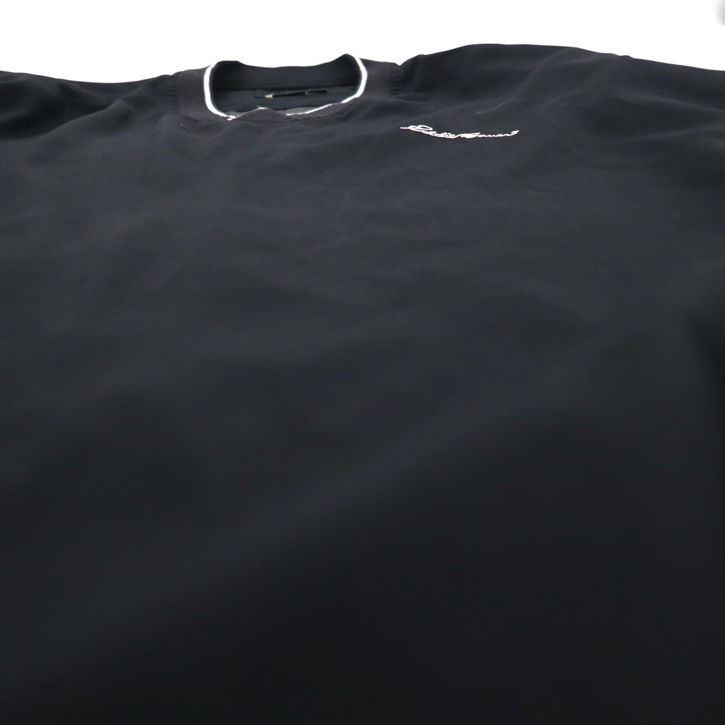 Eddie Bauer XL Black Water-Repellent Nylon Pullover Jacket with Embroidered Logo