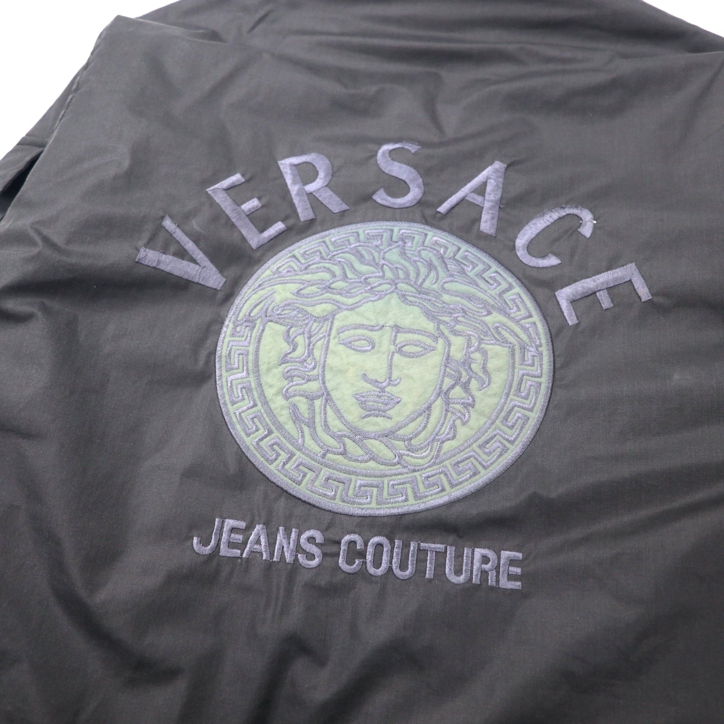 VERSACE JEANS COUTURE イタリア製 フィールドパーカー ナイロンジャケット L ブラック メデューサ ロゴ刺繍
