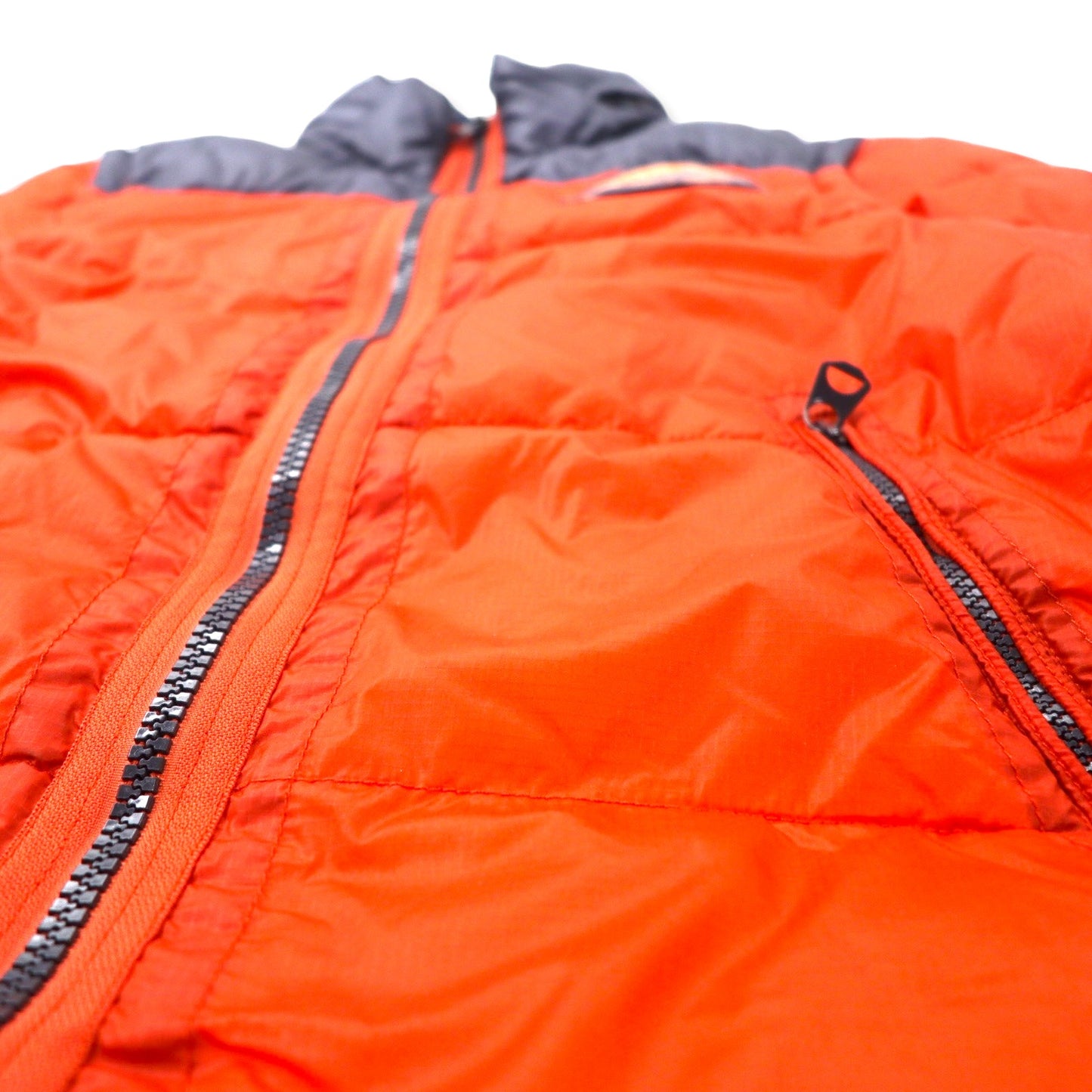 ARMANI JEANS 2WAY ダウンジャケット ダウンベスト 46 オレンジ ポリエステル 袖着脱式 バックロゴプリント