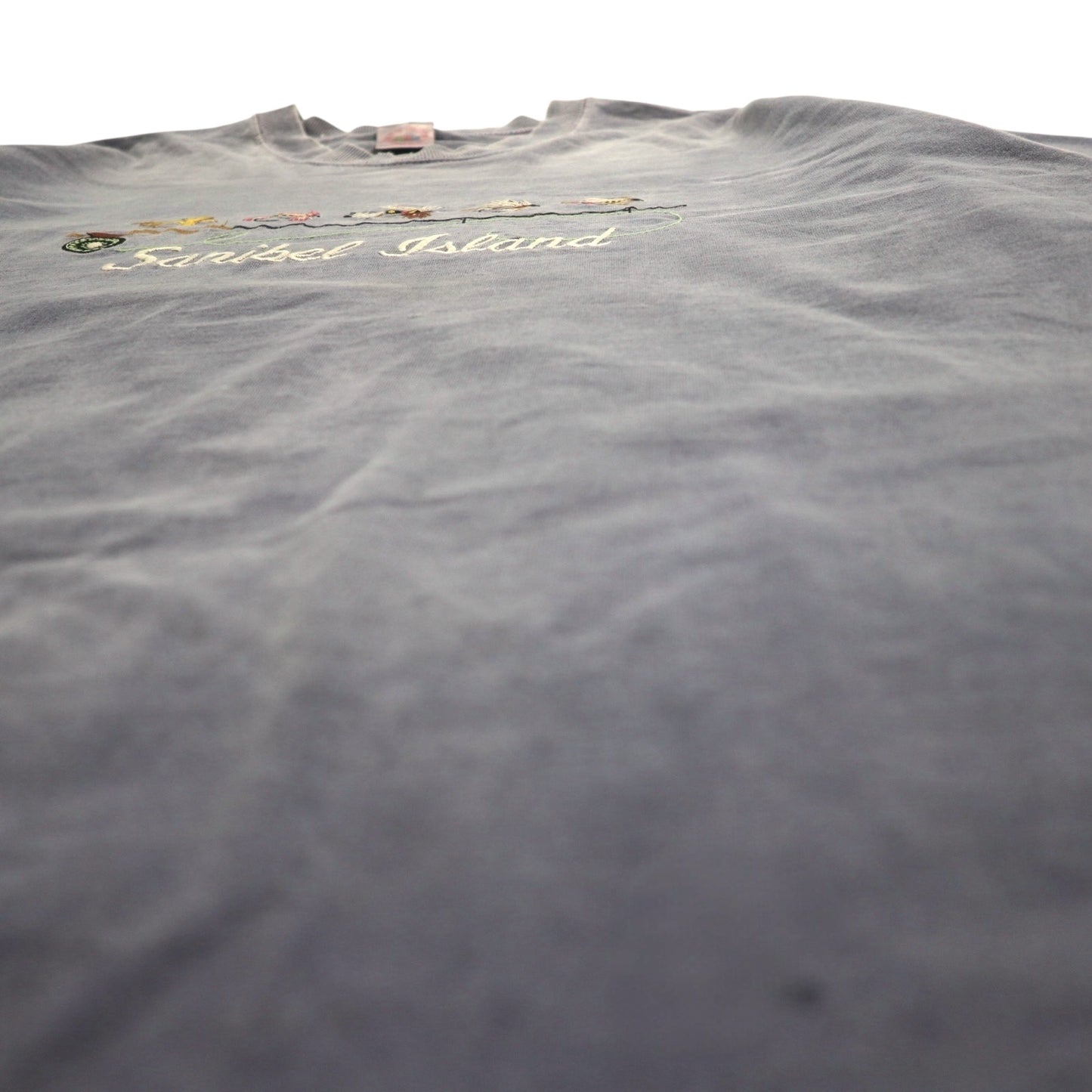 FRUIT OF THE LOOM 90s USA Made T-Shirt XL Blue Fishing Sanibel Island Embroidery