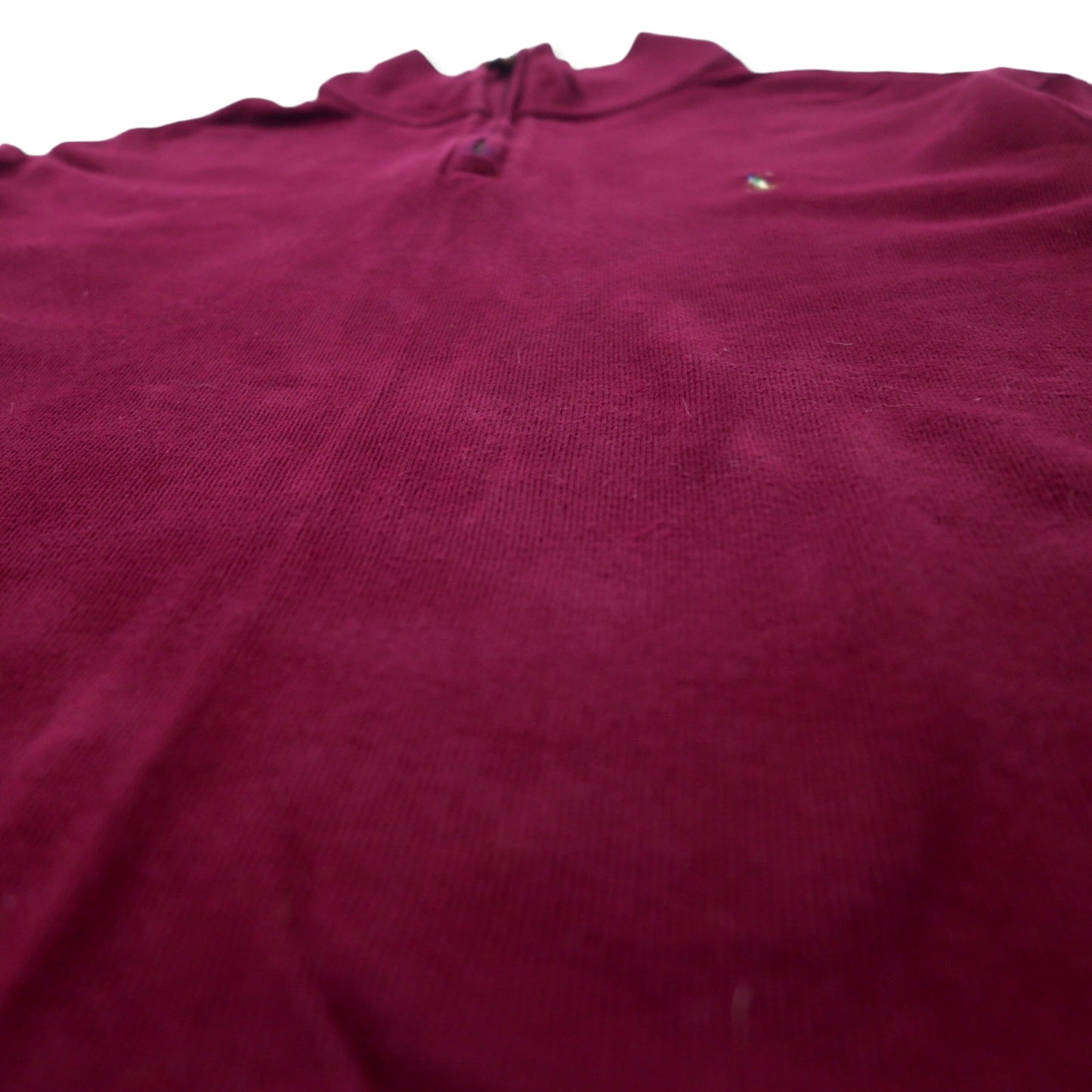 POLO RALPH LAUREN ハーフジップ スウェット L パープル コットン ESTATE RIB スモールポニー刺繍 ビッグサイズ