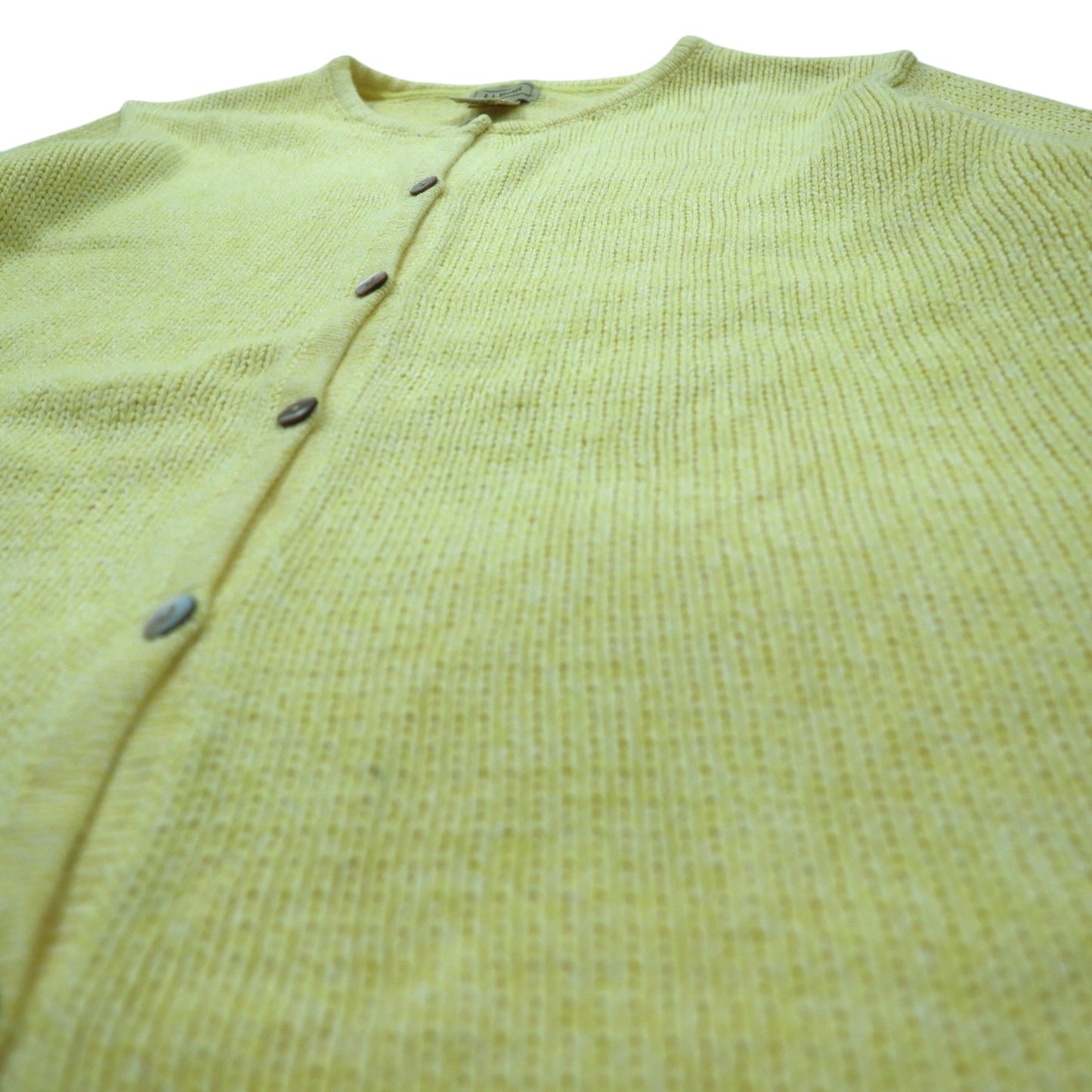 LLBean 90s Cotton Knit Cardigan XL Yellow FGF5