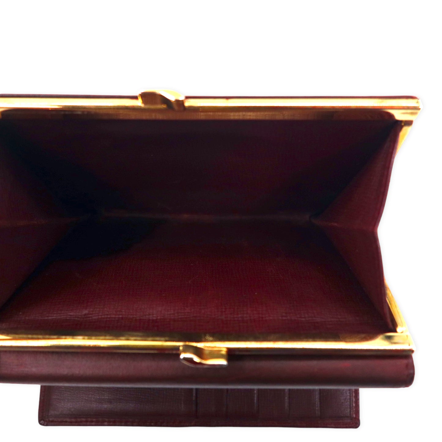 Cartier Mustline Clasp Trifold Wallet Bordeaux Leather Old