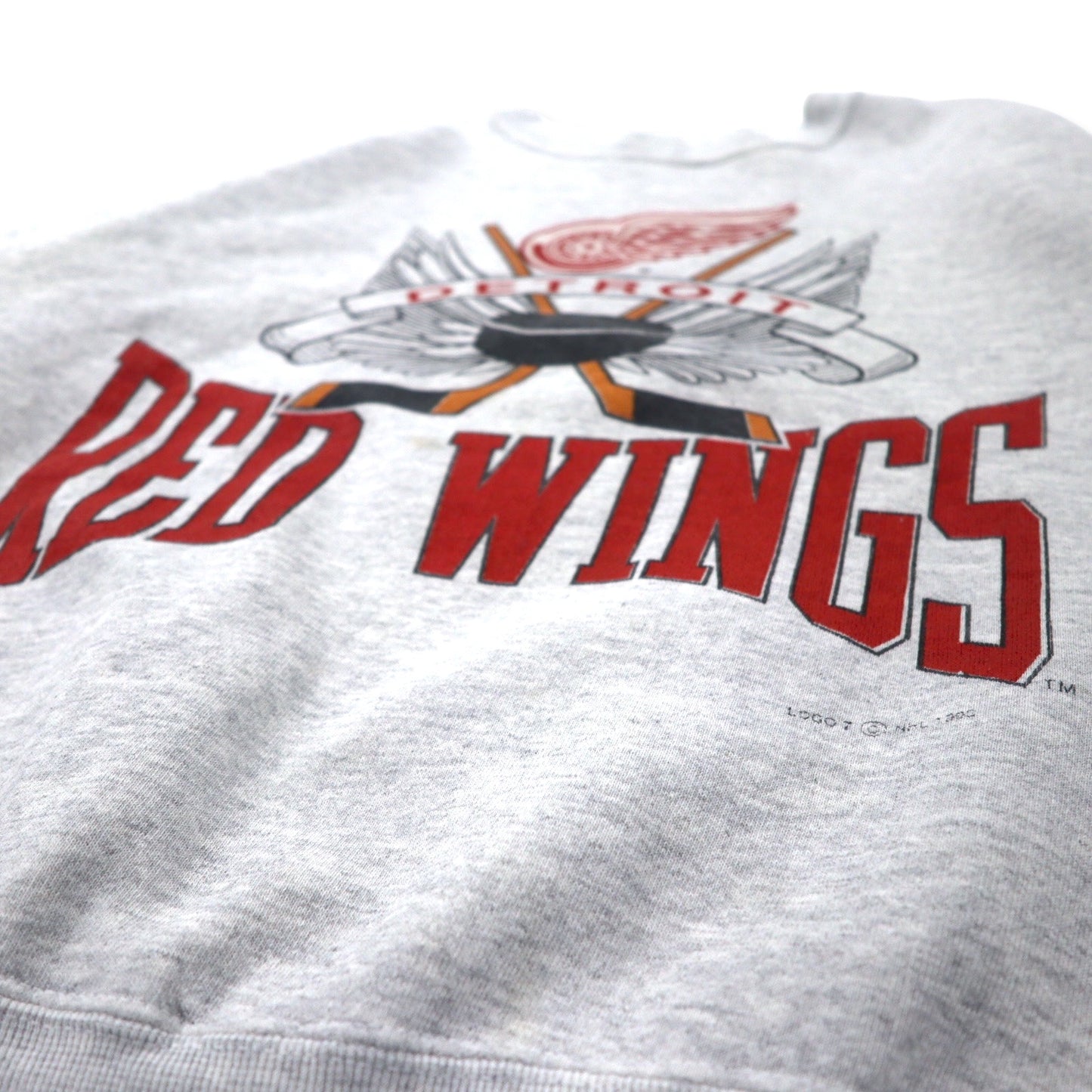 LOGO7 USA製 90年代 プリント スウェット L グレー コットン NHL RED WINGS