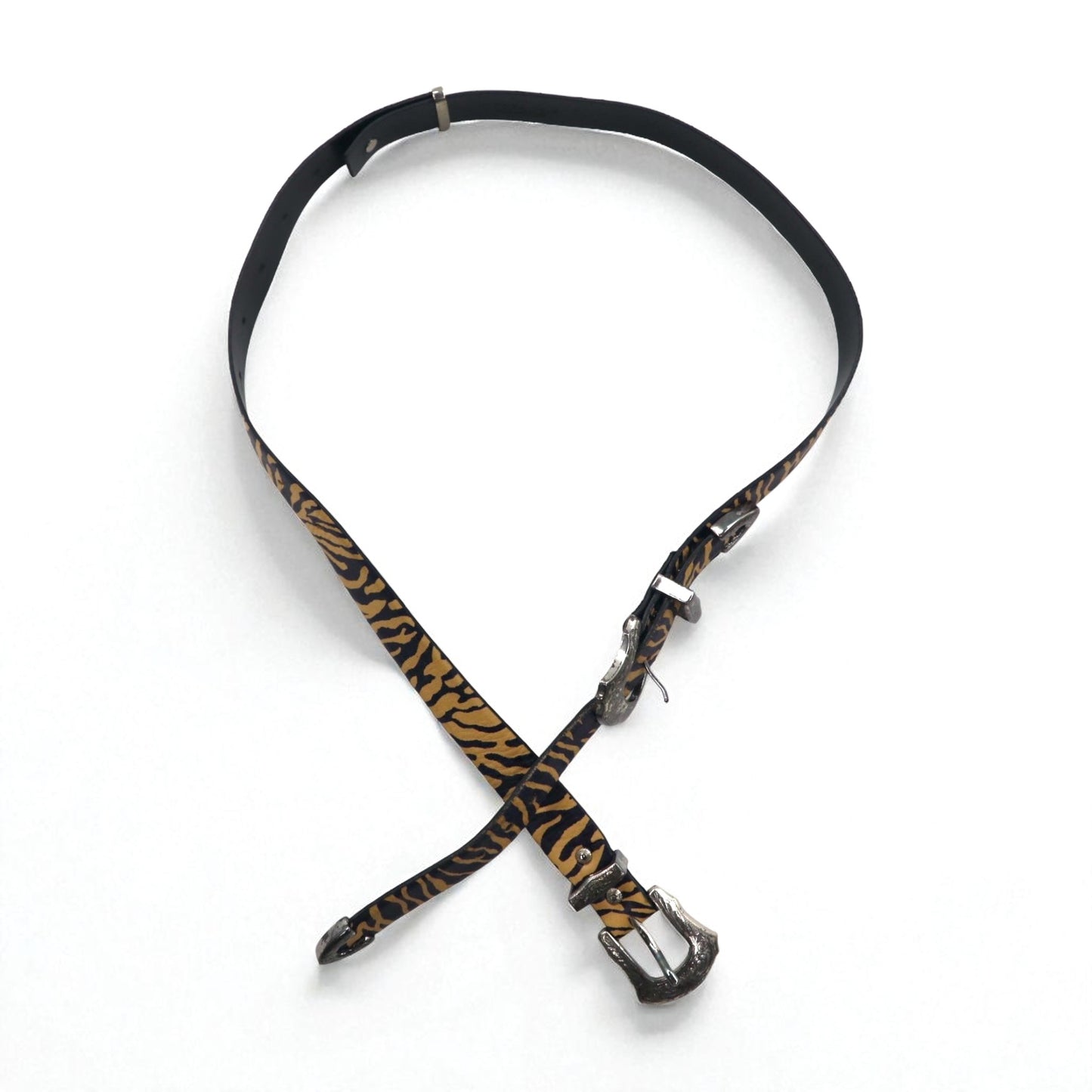 TOGA VIRILIS ダブルバックル ベルト ゼブラ アニマル ウエスタン 彫金 シルバー