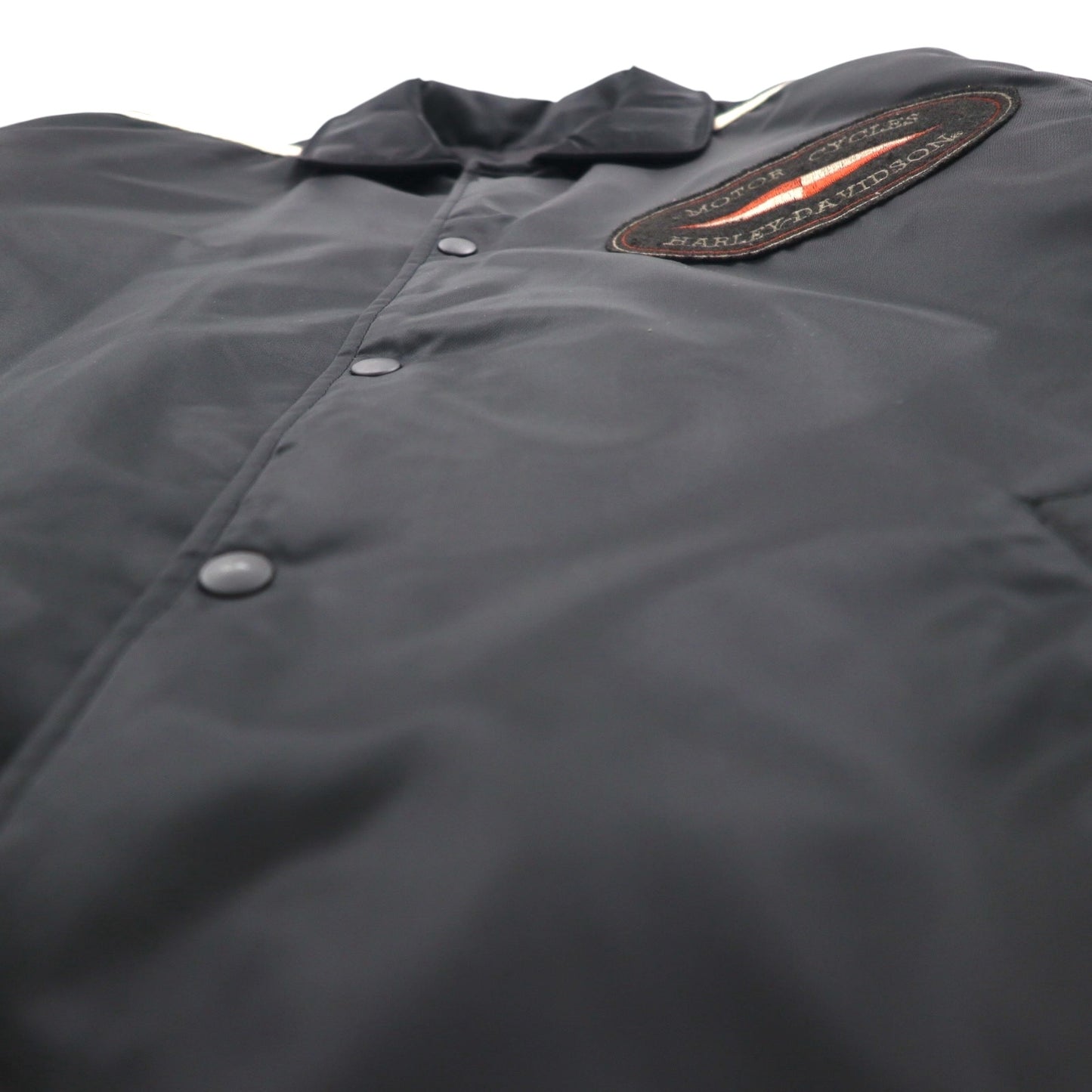 HARLEY DAVIDSON 00年代 レーシングジャケット ナイロン 中綿 コーチジャケット L ブラック 刺繍 サイドライン