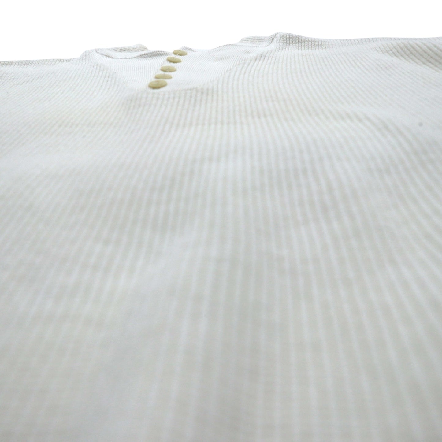 L.L.Bean 80年代 USA製 ヘンリーネック リブニット セーター XL ホワイト コットン ハーフボタン