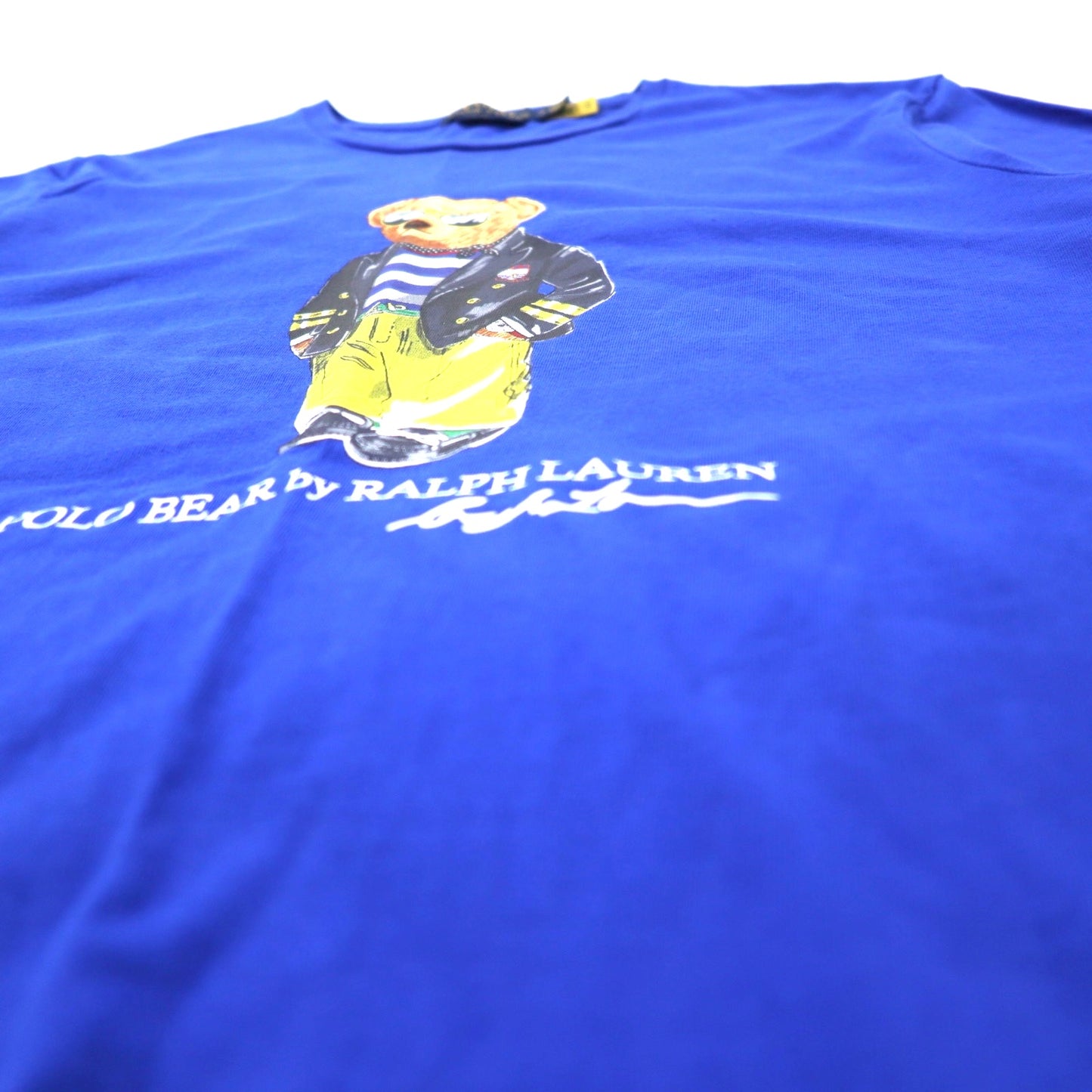 POLO RALPH LAUREN Polo Bear Print T-Shirt, Medium, Blue, Cotton, CUSTOM SLIM FIT