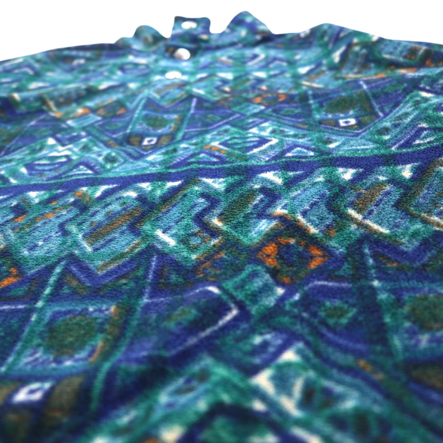 FILA イタリア製 90年代 総柄 ハーフボタン スナップT フリースジャケット XXL グリーン ブルー