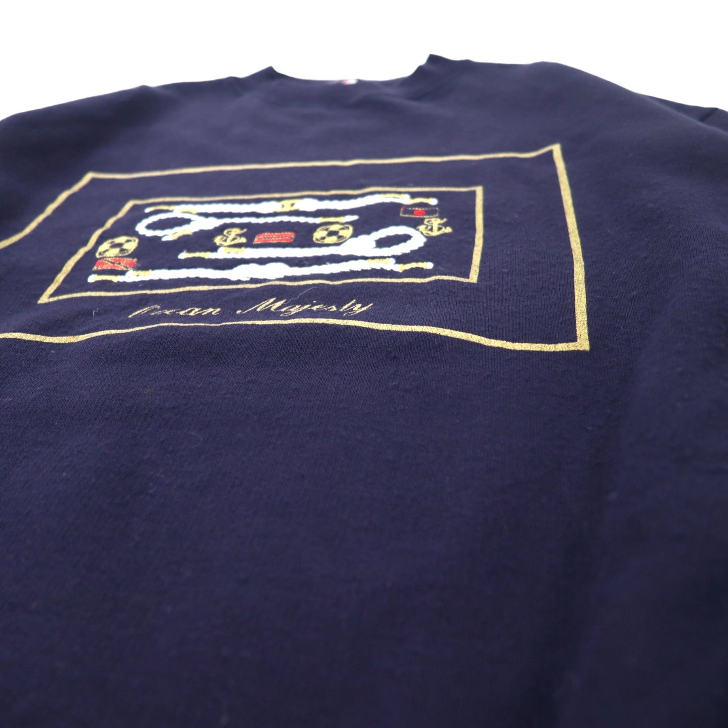 ARS イタリア製 マリン刺繍 スウェット XL ネイビー コットン 裏起毛 Ocean Majesty
