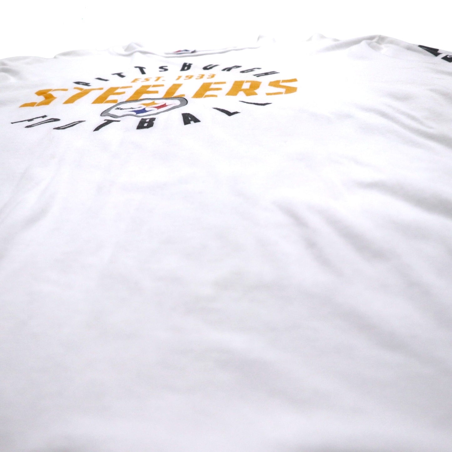 Majestic ロングスリーブTシャツ ロンT XL ホワイト 袖プリント NFL PITTSBURGH STEELERS ホンジュラス製