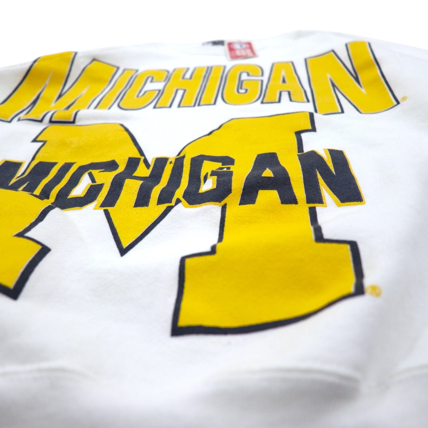 LEE 90s USA made college print sweatshirt 2XL white cotton MICHIGAN