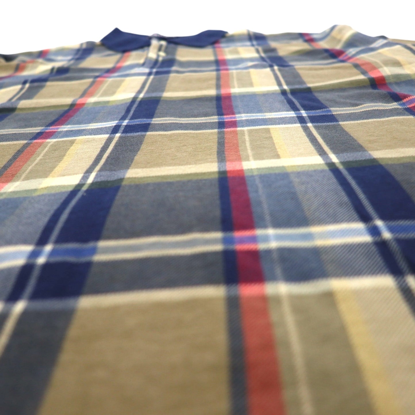 nautica 90s polo shirt, XL, navy, check, cotton, one-point logo embroidery