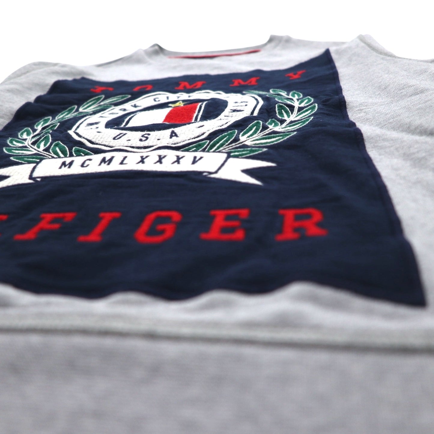 TOMMY HILFIGER プリント クルーネック スウェット S グレー コットン MW0MW09466