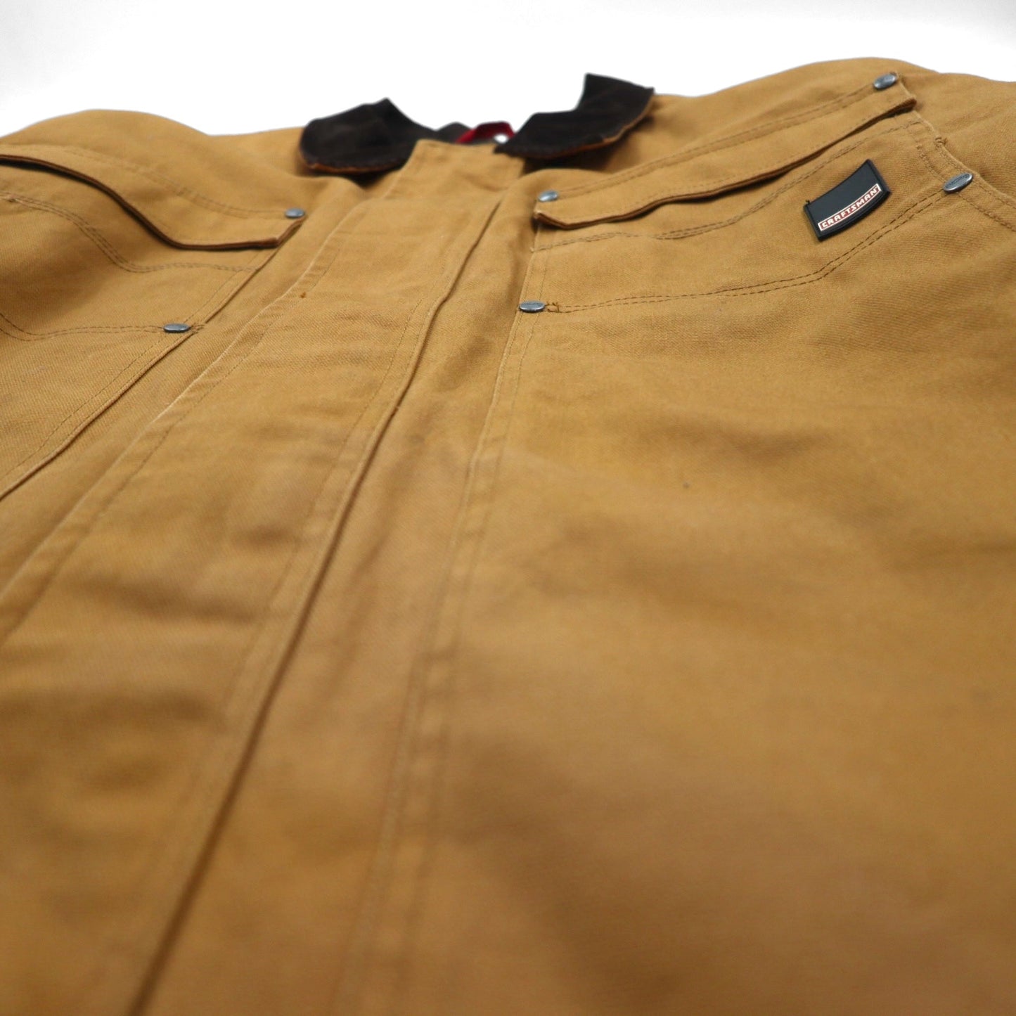 CRAFTSMAN 90年代 ダック ワークジャケット カバーオール 2XL キャメル ブラウン 中綿 ドローコード 襟コーデュロイ