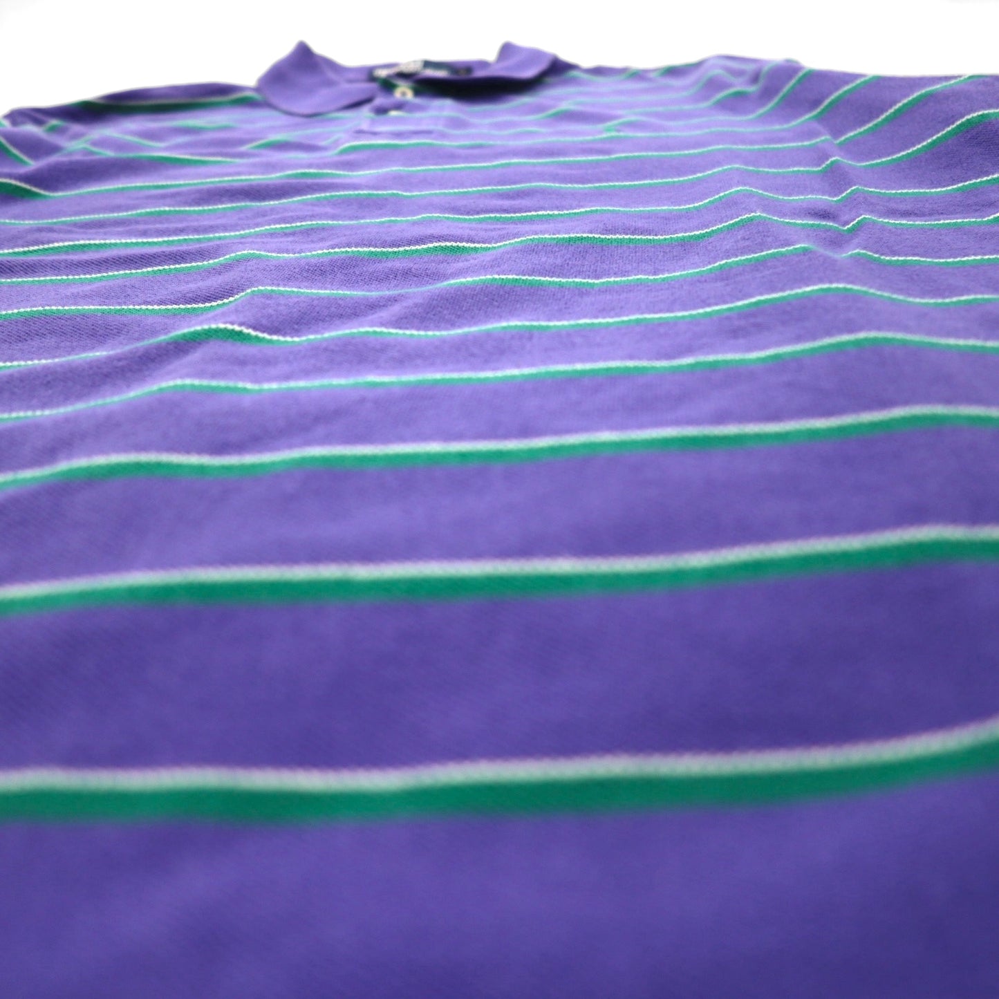 Polo by Ralph Lauren 90s Striped Polo Shirt L Purple Cotton Pique Small Pony Embroidery