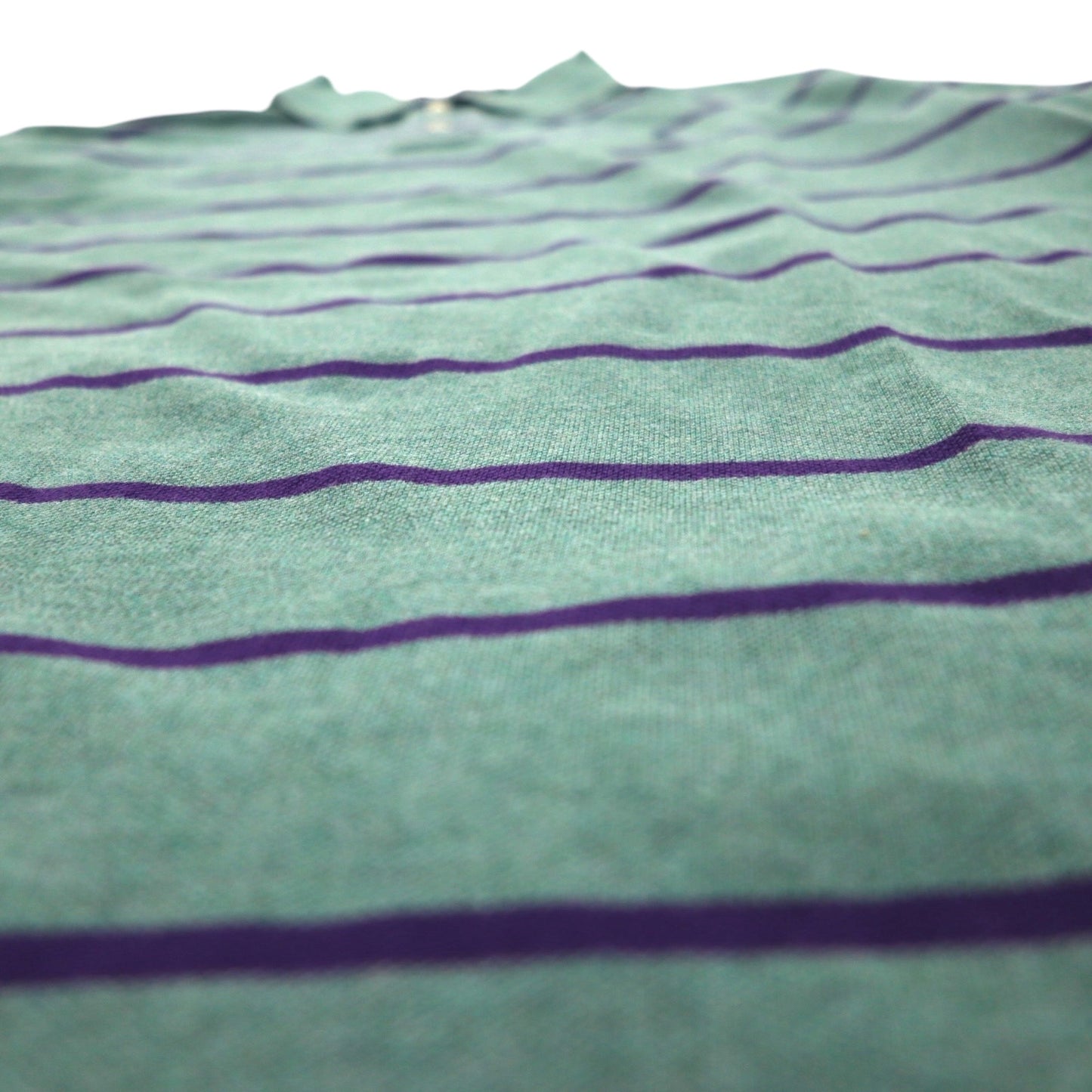 Polo by Ralph Lauren 90s Striped Polo Shirt, XL, Green Cotton, Pique, Small Pony Embroidery