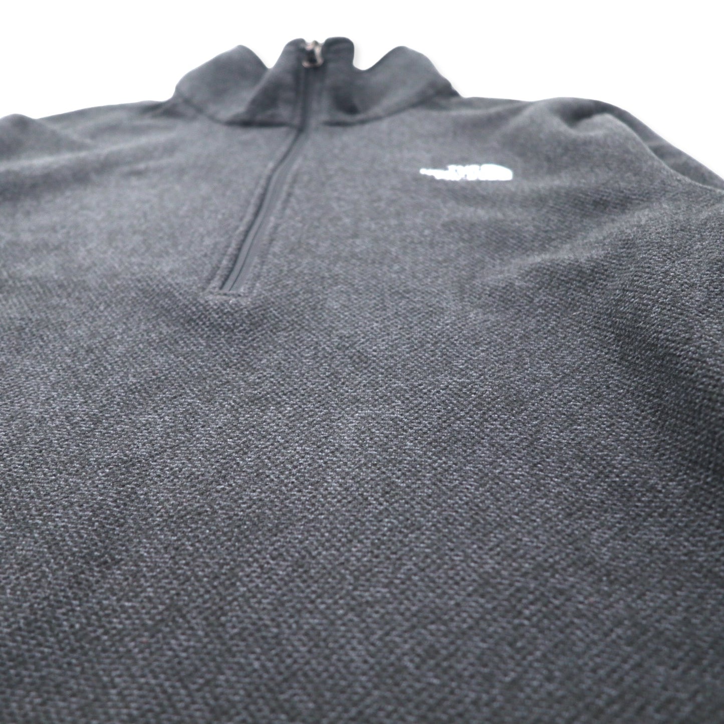 THE NORTH FACE ハーフジップ フリースジャケット M グレー ポリエステル ワンポイントロゴ刺繍