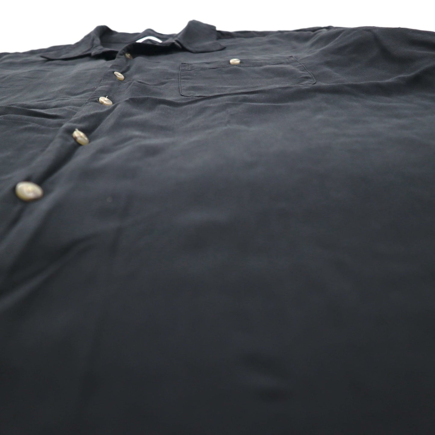 Burma Bibas 開襟 半袖 シルク オープンカラーシャツ XL ブラック ボックスシルエット