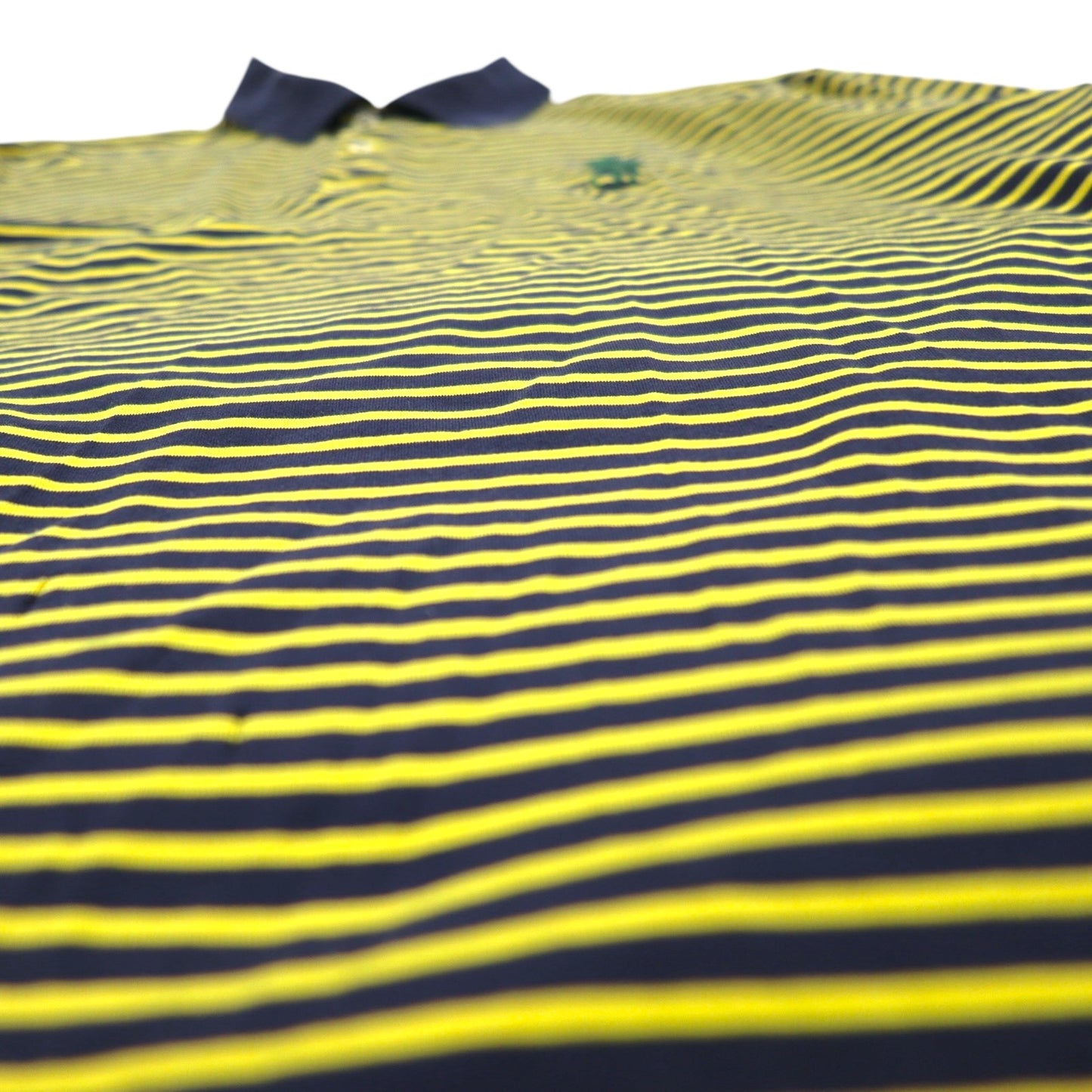 POLO RALPH LAUREN Pima Cotton Striped Polo Shirt M Yellow Navy Pony Embroidery PRO FIT